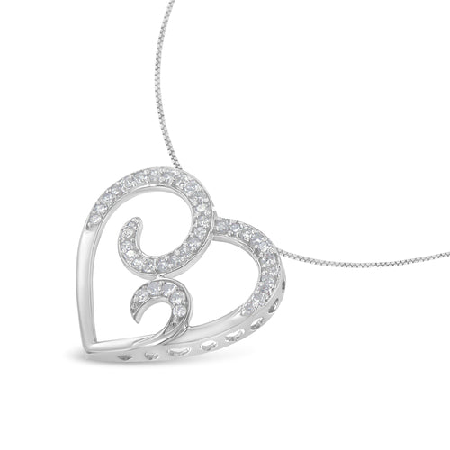 Sterling Silver 1/4ct TDW Round Diamond Heart