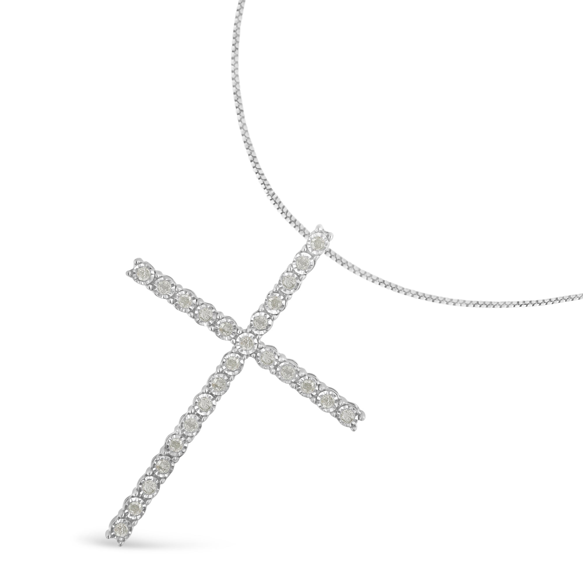 Sterling Silver 1/2ct Diamond Cross Pendant | Lime Shadow