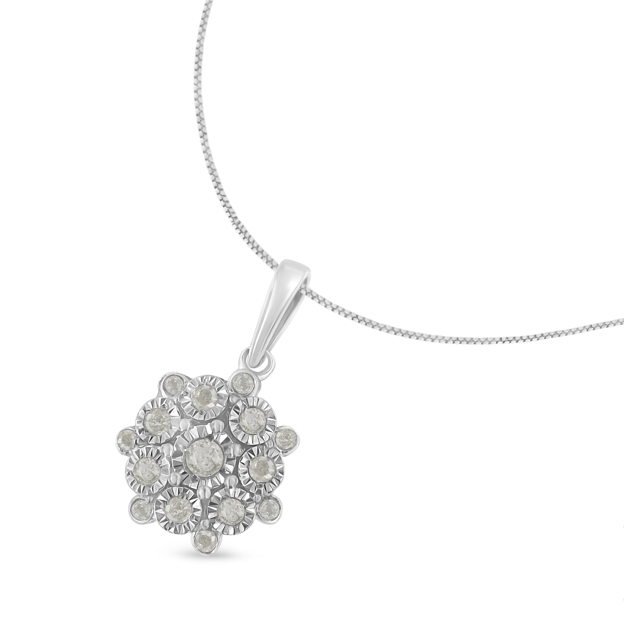 Sterling Silver 1/4ct TDW Diamond Floral Cluster | Lime Shadow