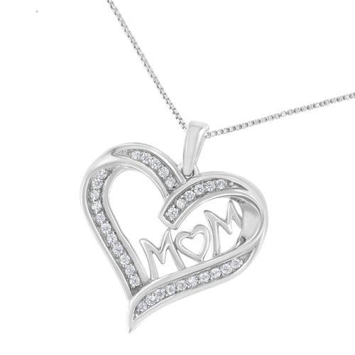 Sterling-Silver 1/4ct TDW Diamond Engraved Mom in