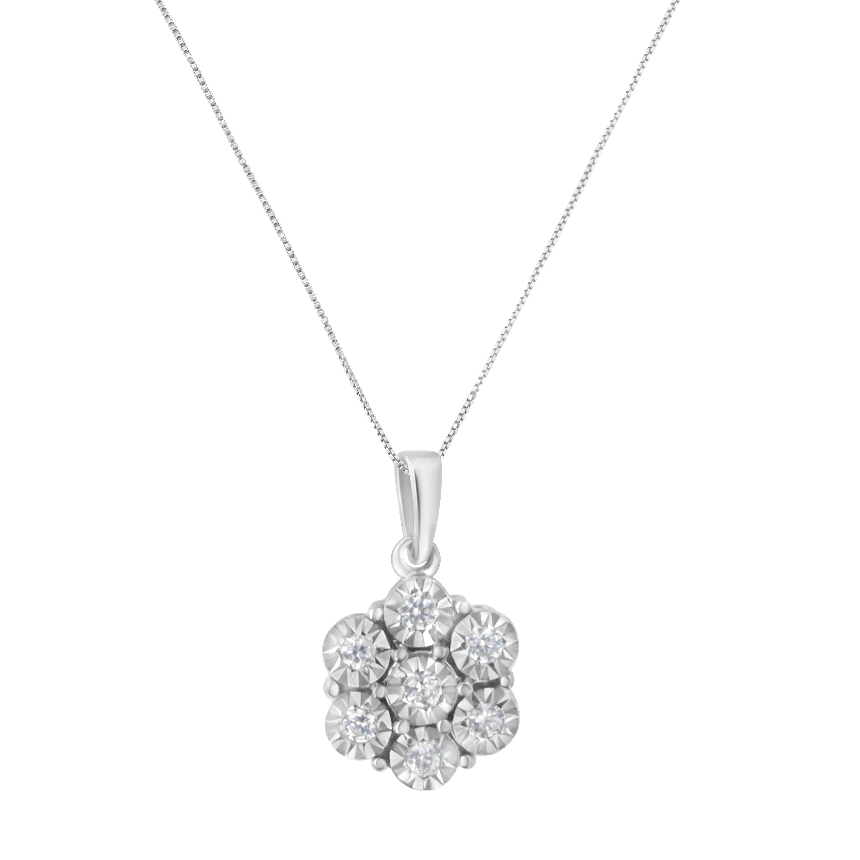 Sterling-Silver 1/5ct TDW Diamond Flower Pendant | Lime Shadow