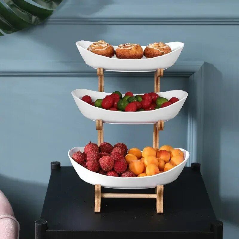 Multi-Layer Fruit and Snack Organizer: Elegant Oval Shaped Kitchen Stand