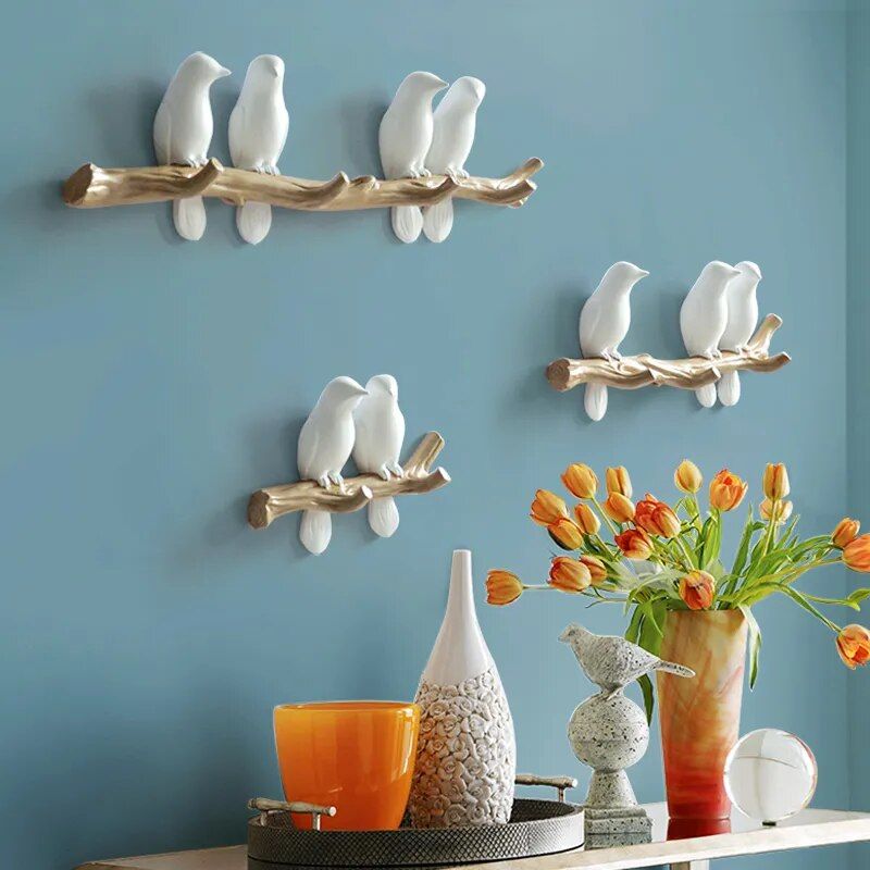 Charming Resin Bird Wall Hanger - Decorative Key, Towel, and Clothes Hook