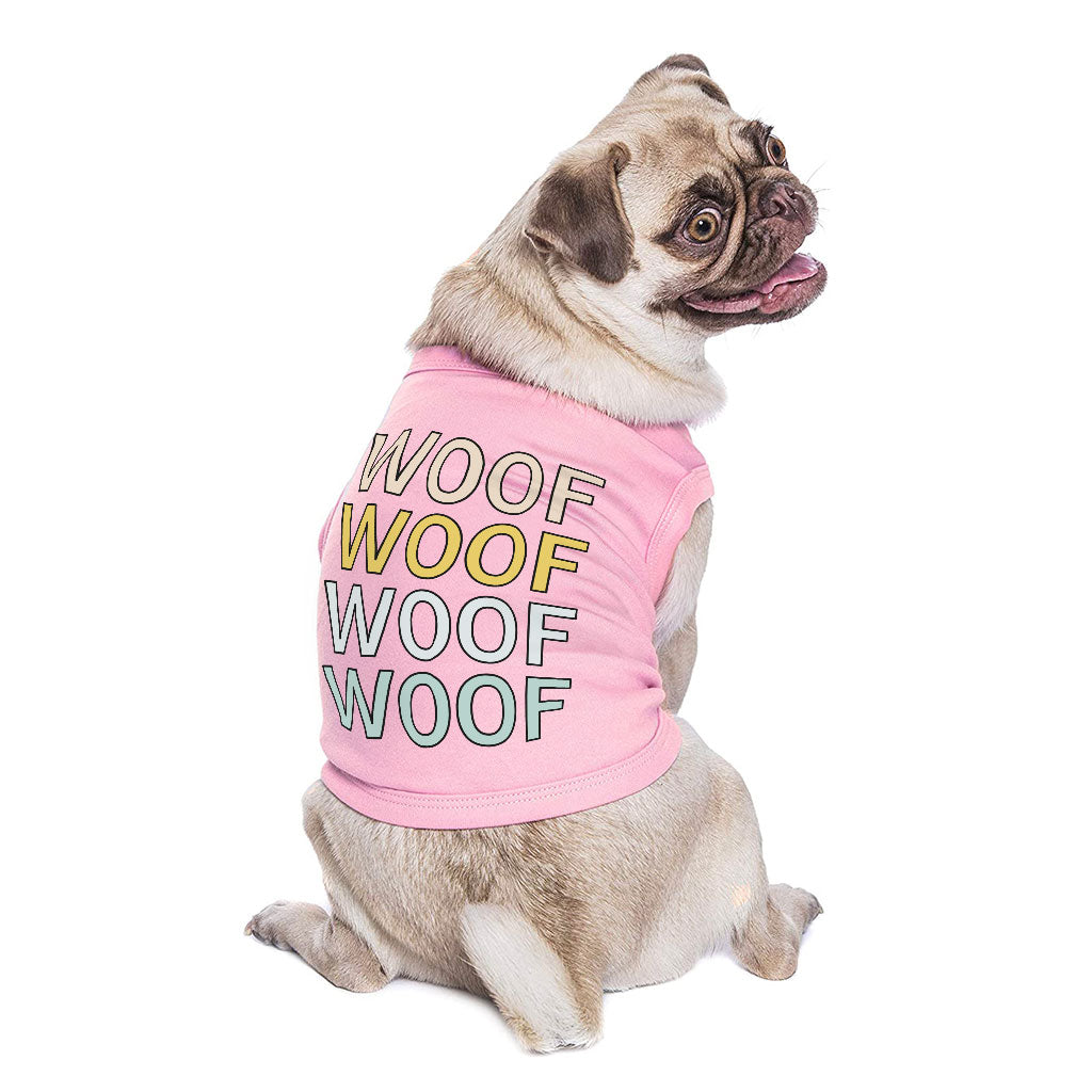 Woof Dog Sleeveless Shirt - Word Art Dog Shirt - Beautiful Dog Clothing