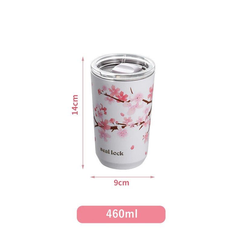 Cherry Blossom Stainless Steel Thermal Mug - Leak-Proof, Double Wall Insulated Coffee & Tea Tumbler