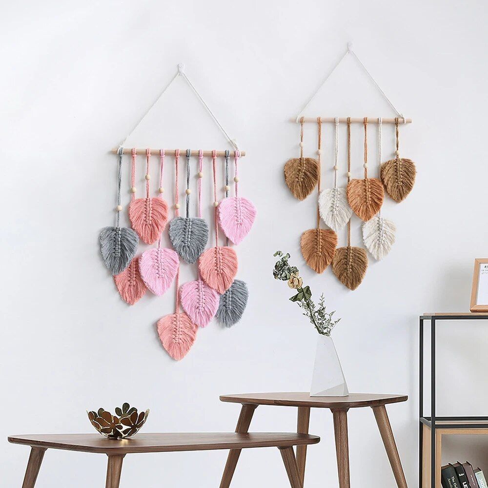 Handcrafted Bohemian Leaf Macrame Wall Hanging