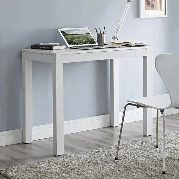 Minimalist Parsons Desk with Chevron Design & Storage Drawer