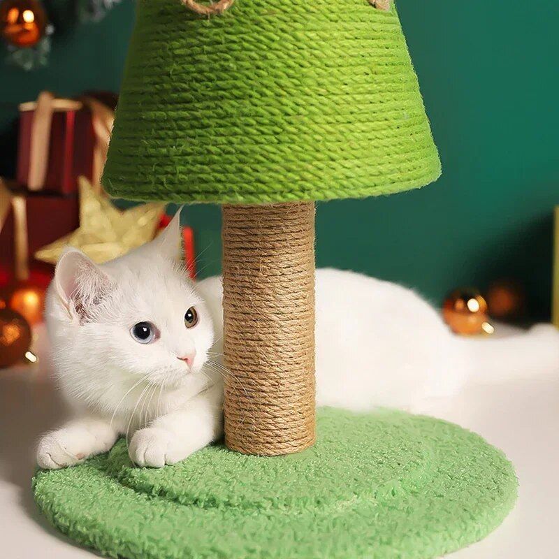 Festive Green Sisal Christmas Tree Cat Climbing & Scratching Post