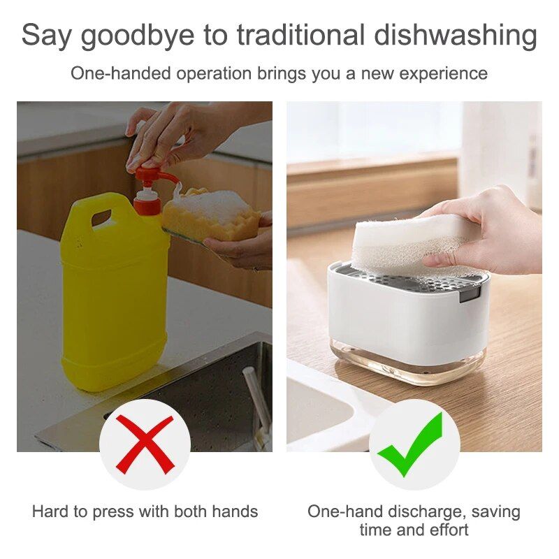 Eco-Friendly 2-in-1 Dish Soap Dispenser with Sponge Holder