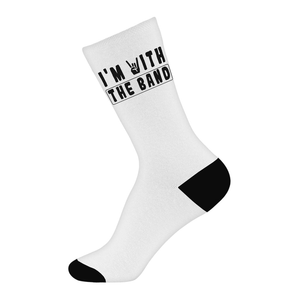 I'm With the Band Socks - Cool Trendy Novelty Socks - Printed Crew Socks