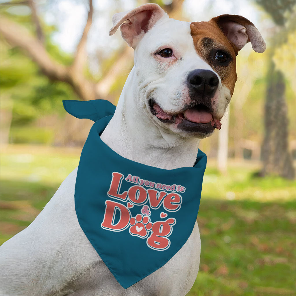 All You Need Is Love and Dog Pet Bandana - Quote Dog Bandana - Themed Pet Scarf