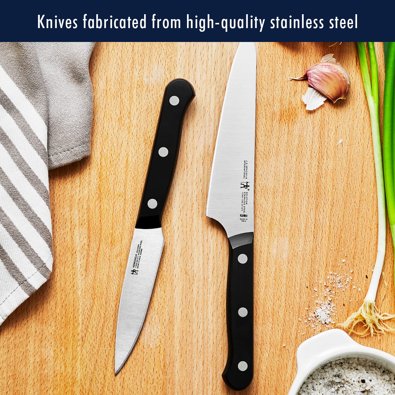 HENCKELS Solution Razor-Sharp 18-pc Knife Set, Chef Knife, Bread Knife, Steak Knife, German Engineered Informed by 100+ Years of Mastery, Brown