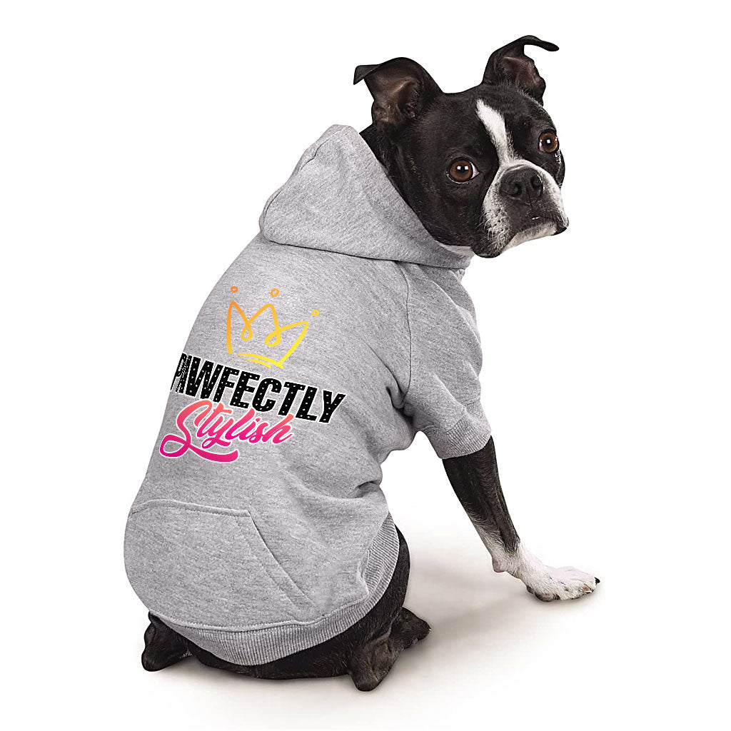 Pawfectly Stylish Dog Hoodie with Pocket - Crown Dog Coat - Printed Dog Clothing