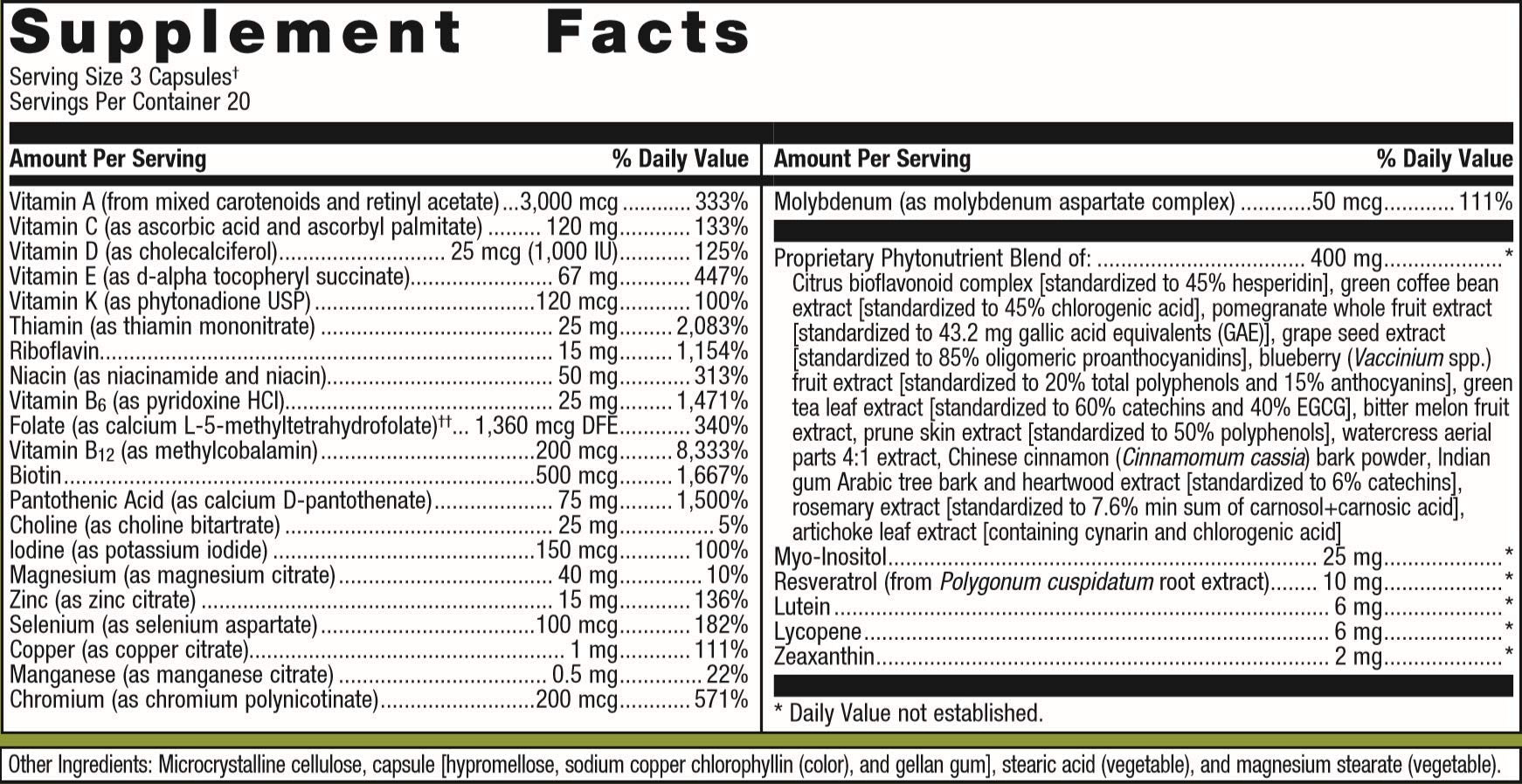 Metagenics PhytoMulti - Daily Multivitamin Supplement with Phytonutrients, Vitamins and Minerals for Multidimensional Health Support - 60 Tablets, 20 Day Supply