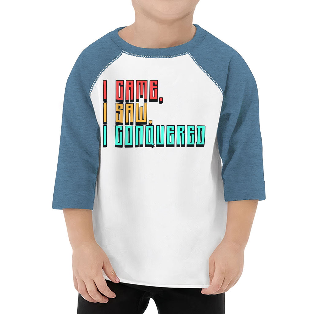 I Came I Saw I Conquered Toddler Baseball T-Shirt - Cool 3/4 Sleeve T-Shirt - Best Selling Kids' Baseball Tee