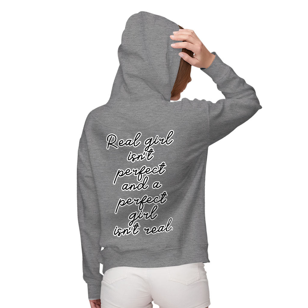 Real Girl Isn't Perfect Women's Zip Hoodie - Themed Hooded Sweatshirt - Best Design Hoodie