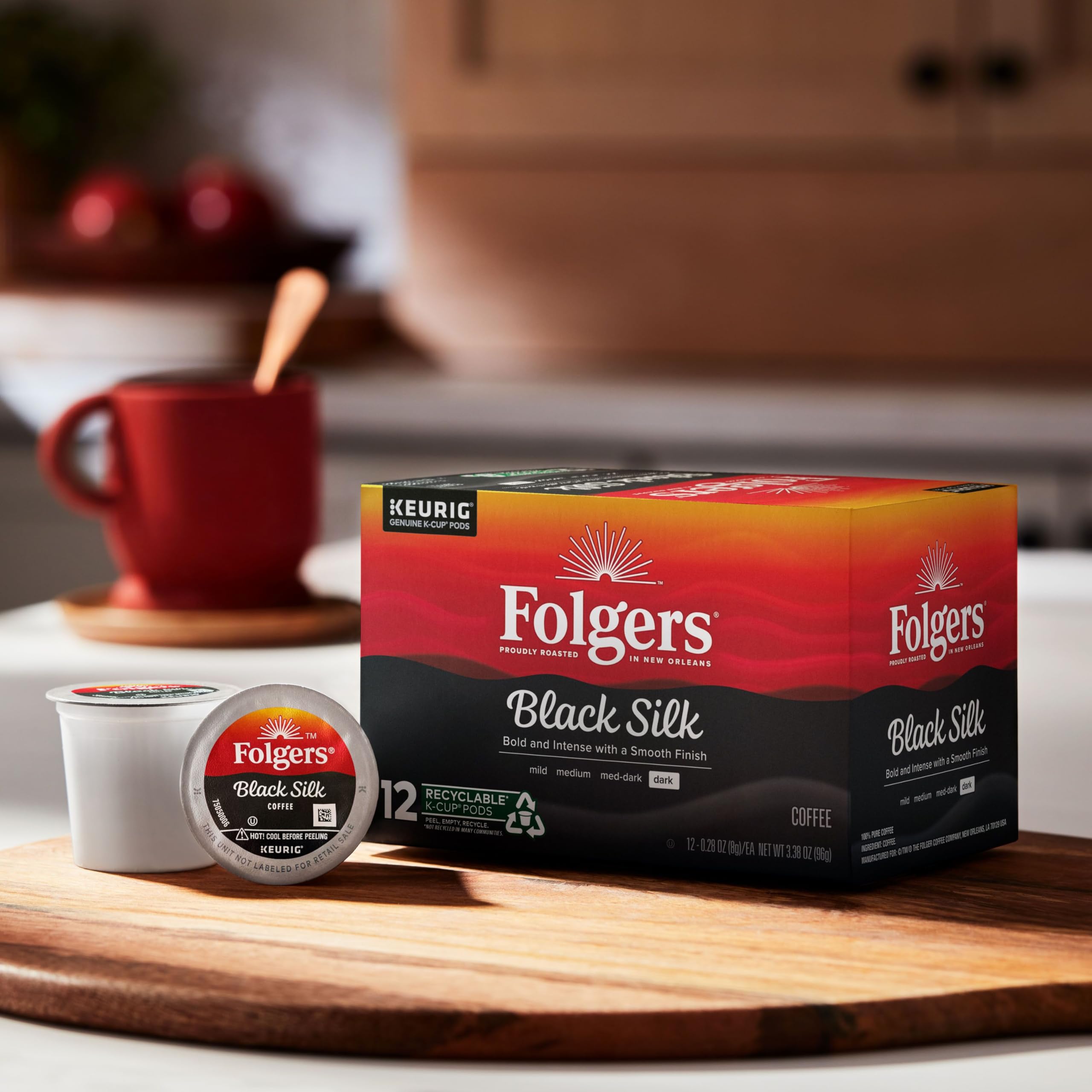 Folgers Black Silk Dark Roast Coffee, 72 Keurig K-Cup Pods