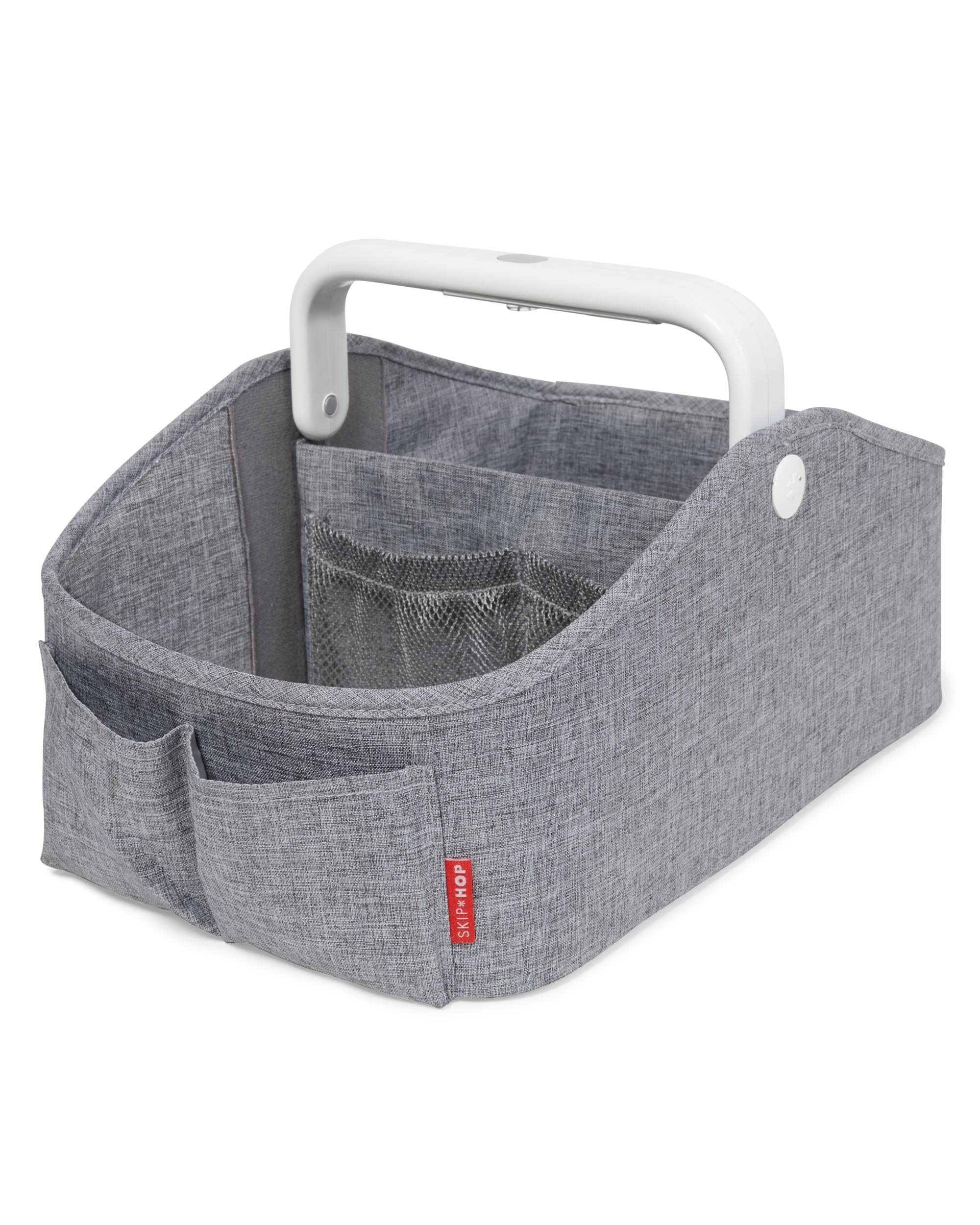 Skip Hop Diaper Caddy Organizer with Touch Sensor Night Light, Nursery Style, Heather Grey