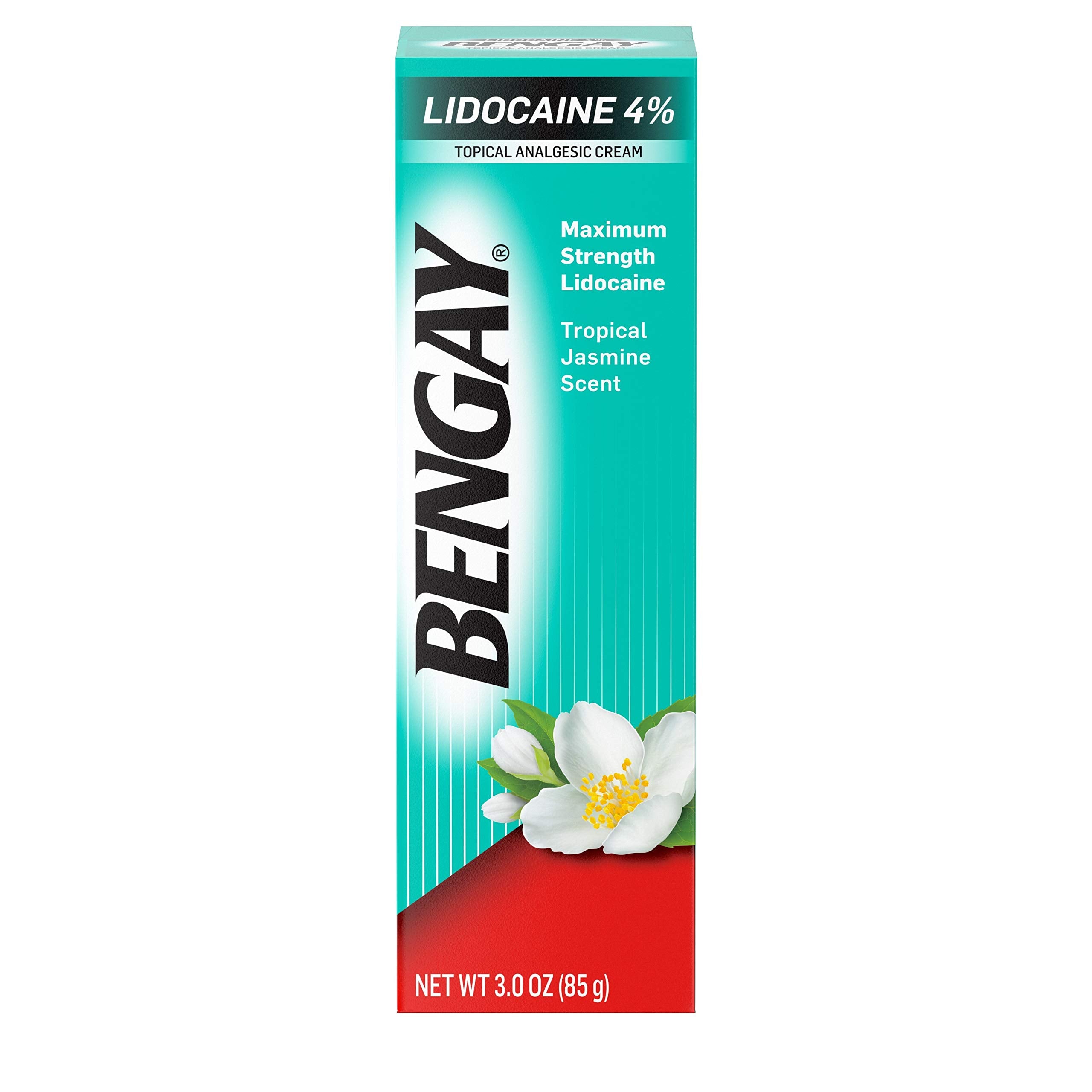 Bengay Pain Relieving Lidocaine Cream Topical Analgesic, Tropical Jasmine Scent, 3 oz