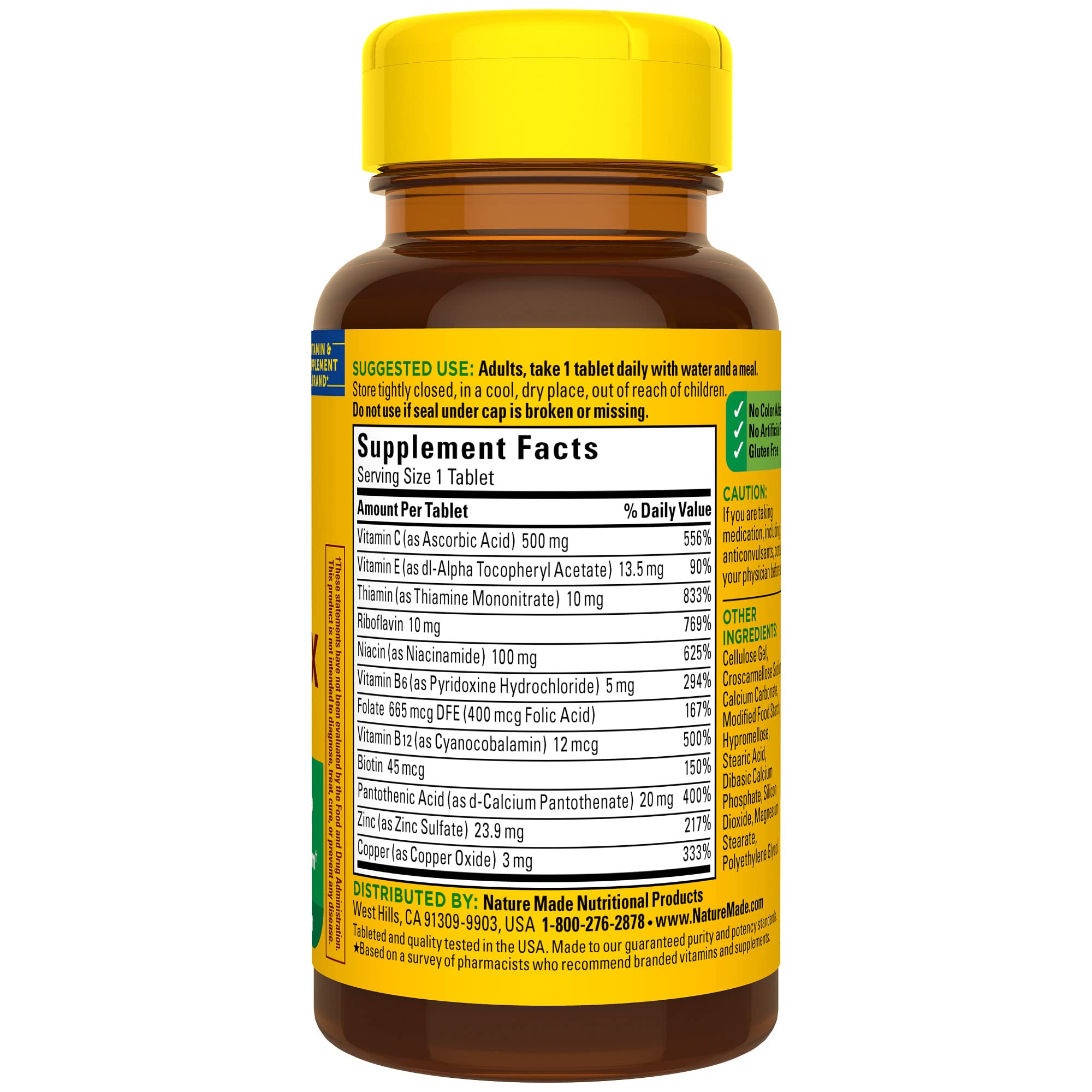 Nature Made Stress B Complex with Vitamin C and Zinc, Dietary Supplement for Immune Support, 75 Tablets, 75 Day Supply