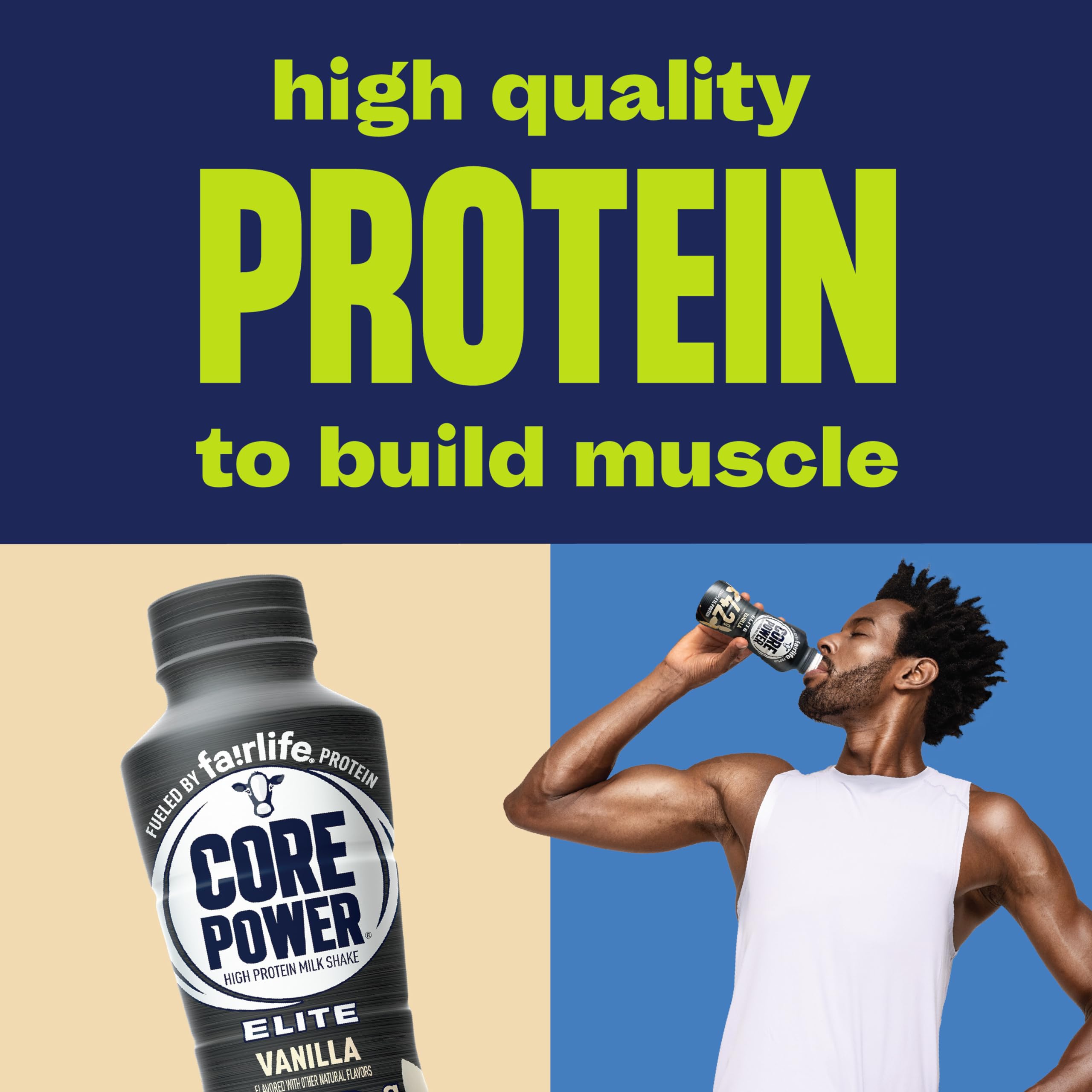 Core Power Fairlife Elite 42g High Protein Milk Shake, Ready To Drink for Workout Recovery, Vanilla, 14 Fl Oz (Pack of 12)