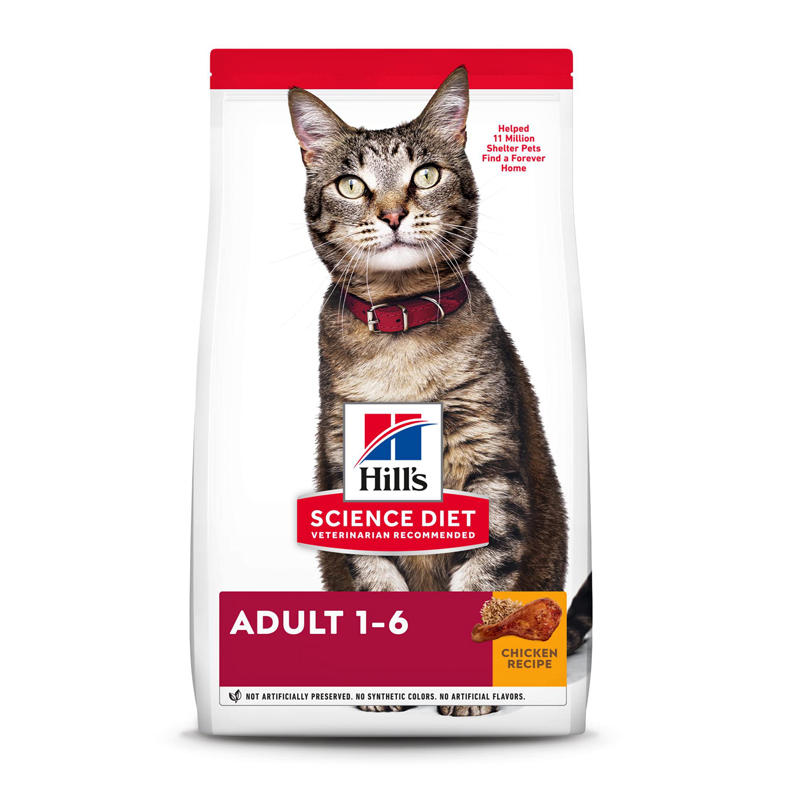 Hill's Pet Nutrition Science Diet Dry Cat Food, Adult, Chicken Recipe, 16 lb. Bag, White