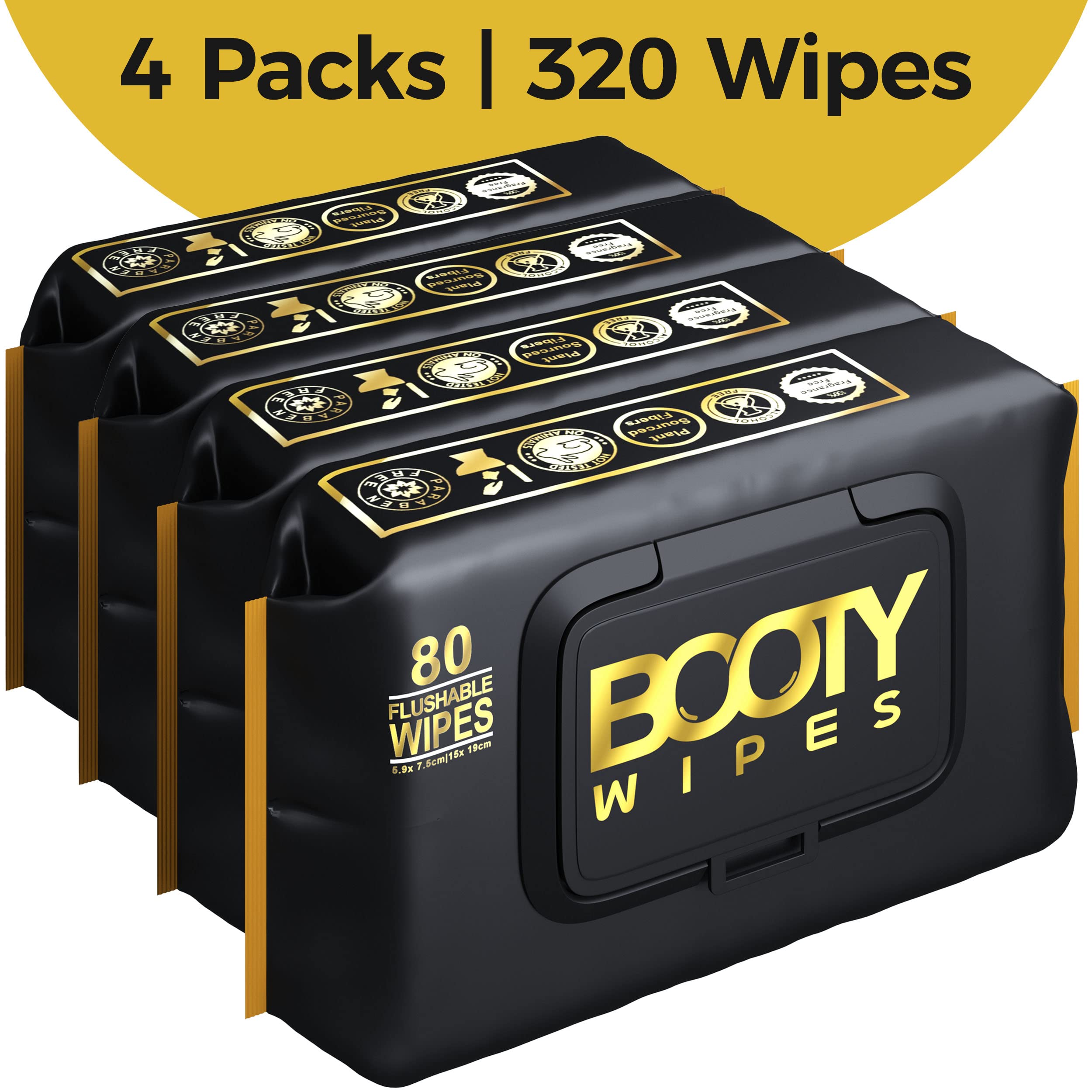 Booty Brand Wipes for Men - 320 Flushable Wipes for Adults | Premium Wet Wipes for Men | pH Balanced & Infused with Vitamin-E & Aloe | Male Toilet Wipes | Flushable Safe Mens Wipes | Bathroom Wipes