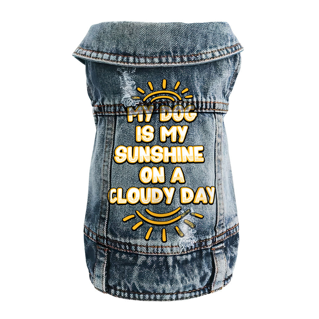 My Dog Is My Sunshine Dog Denim Vest - Phrase Dog Denim Jacket - Cute Dog Clothing