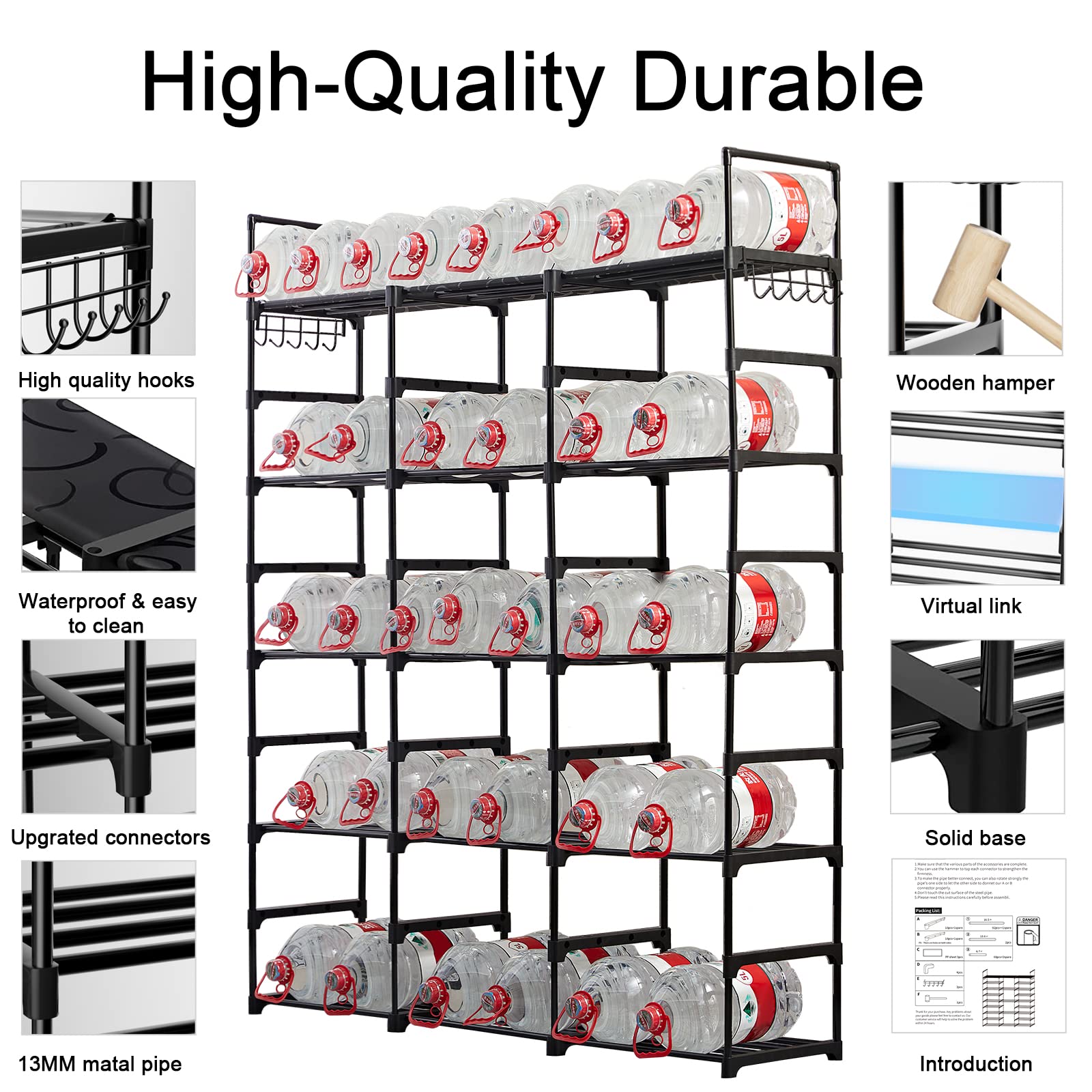 Mavivegue 9 Tiers Metal Shoe Rack Organizer, 50-55 Pairs Large Tall Shoe Storage,Shoe Holder,Shoe Stand,Vertical Free Standing Shoe Shelf,Large Boot Rack Organizer for Entryway, Closet, Garage