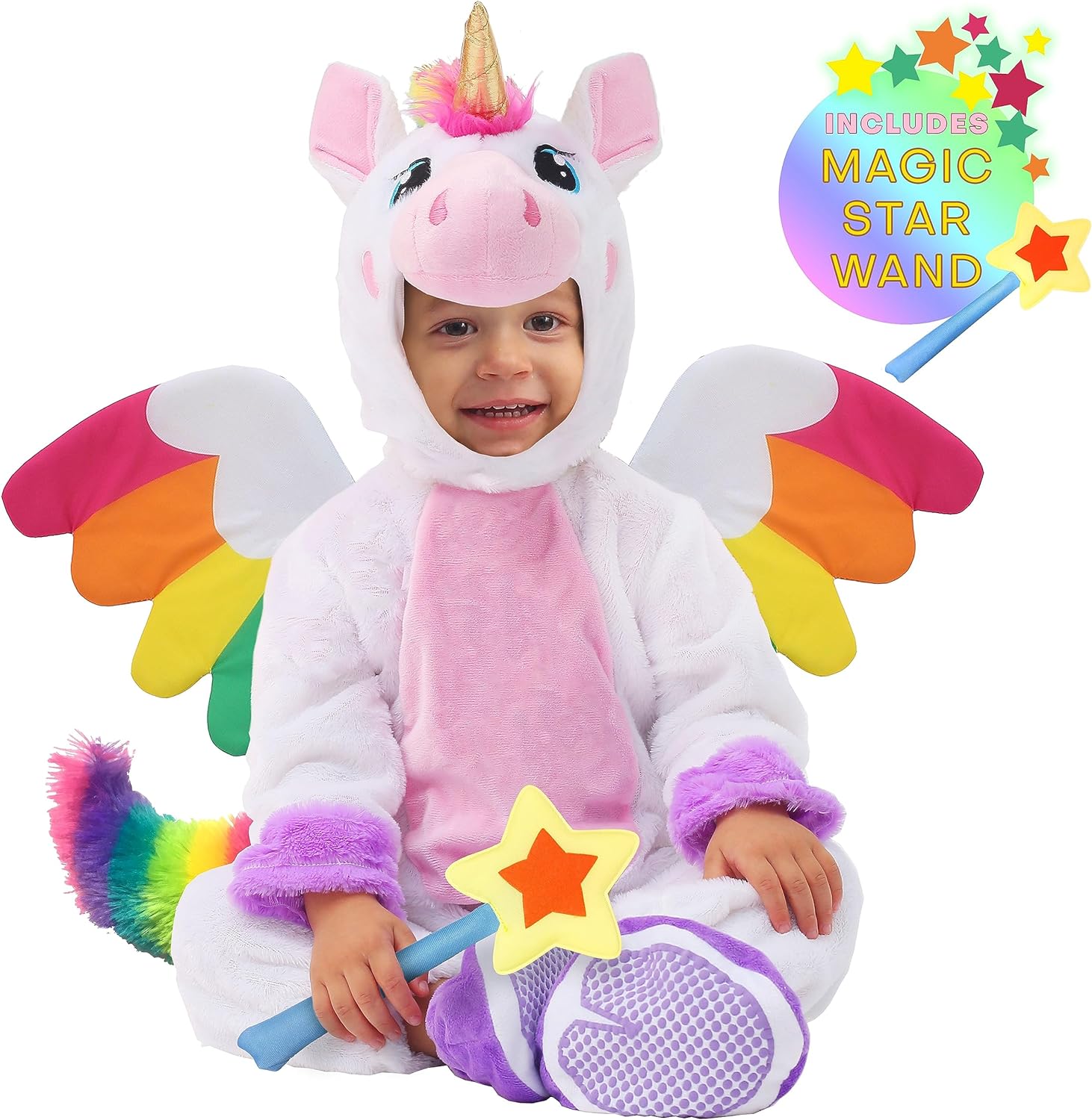 Spooktacular Creations Baby Unicorn Costume with Wings and Star Wand for Unisex Infant Halloween Dress Up Party (18-24 Mos)