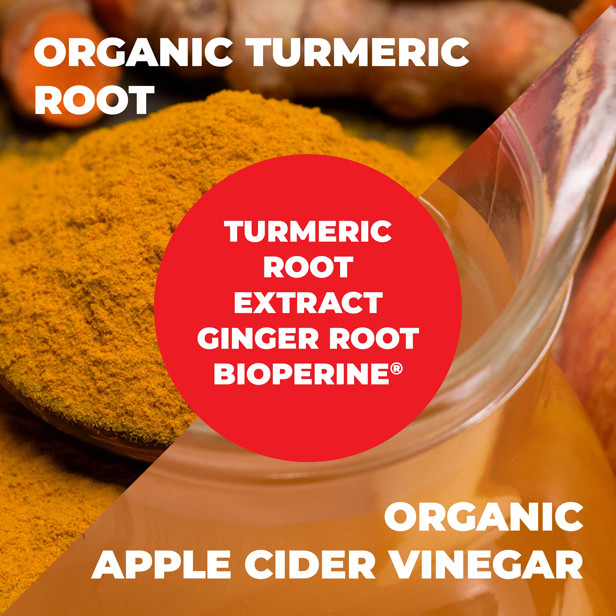 Apple Cider Vinegar Capsules with Turmeric Curcumin and Black Pepper - 95% Curcuminoids - Vegan Supplement for Joint Support and Digestive Health - Made with Organic Tumeric, Ginger Root and Bioperine