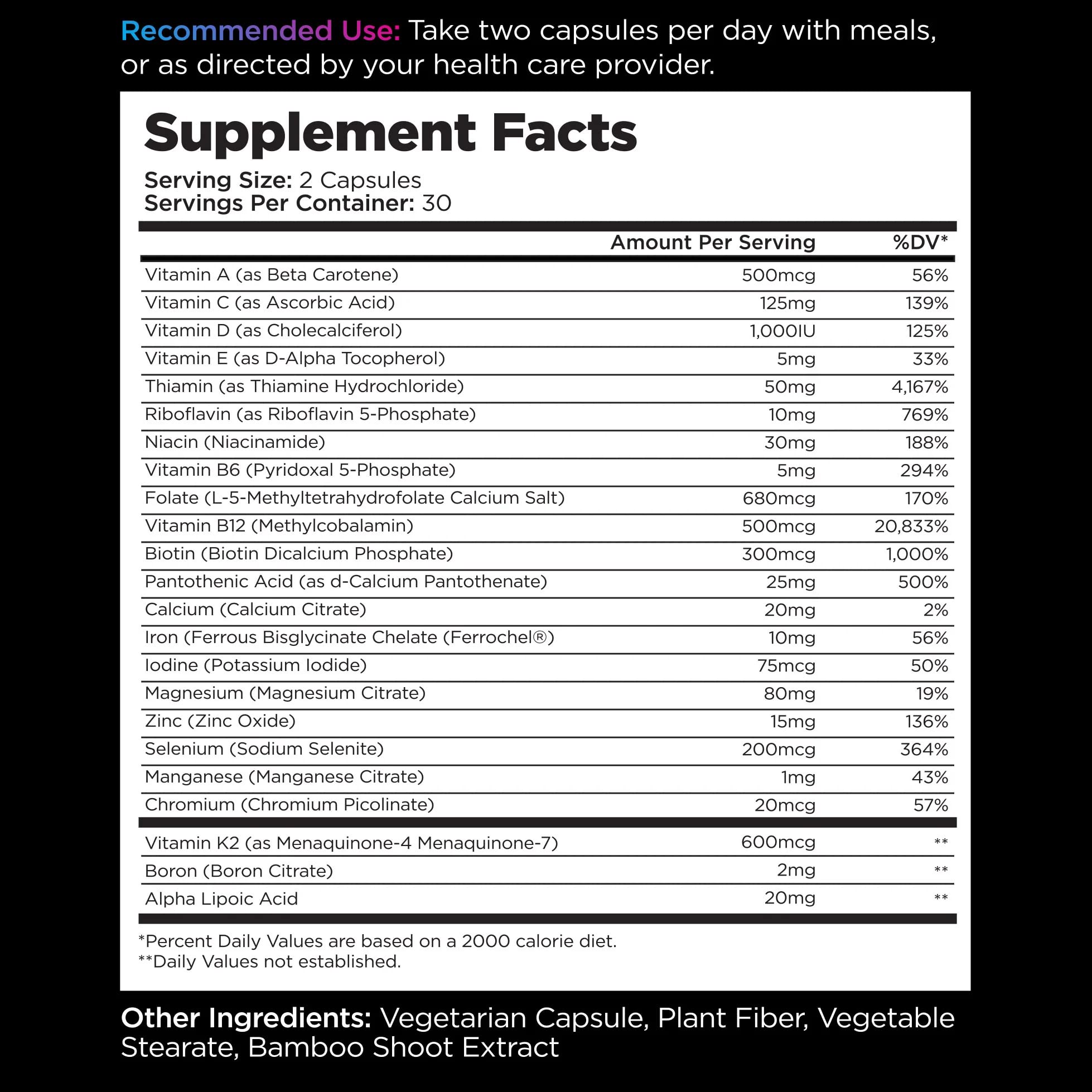 Livingood Daily Multi Vitamin - Complete Multivitamin for Women & Men - Multimineral with Iron, B Complex, Selenium, Zinc, Iodine - 2/Day Multivitamins Supplements for Adults, 60 Capsules