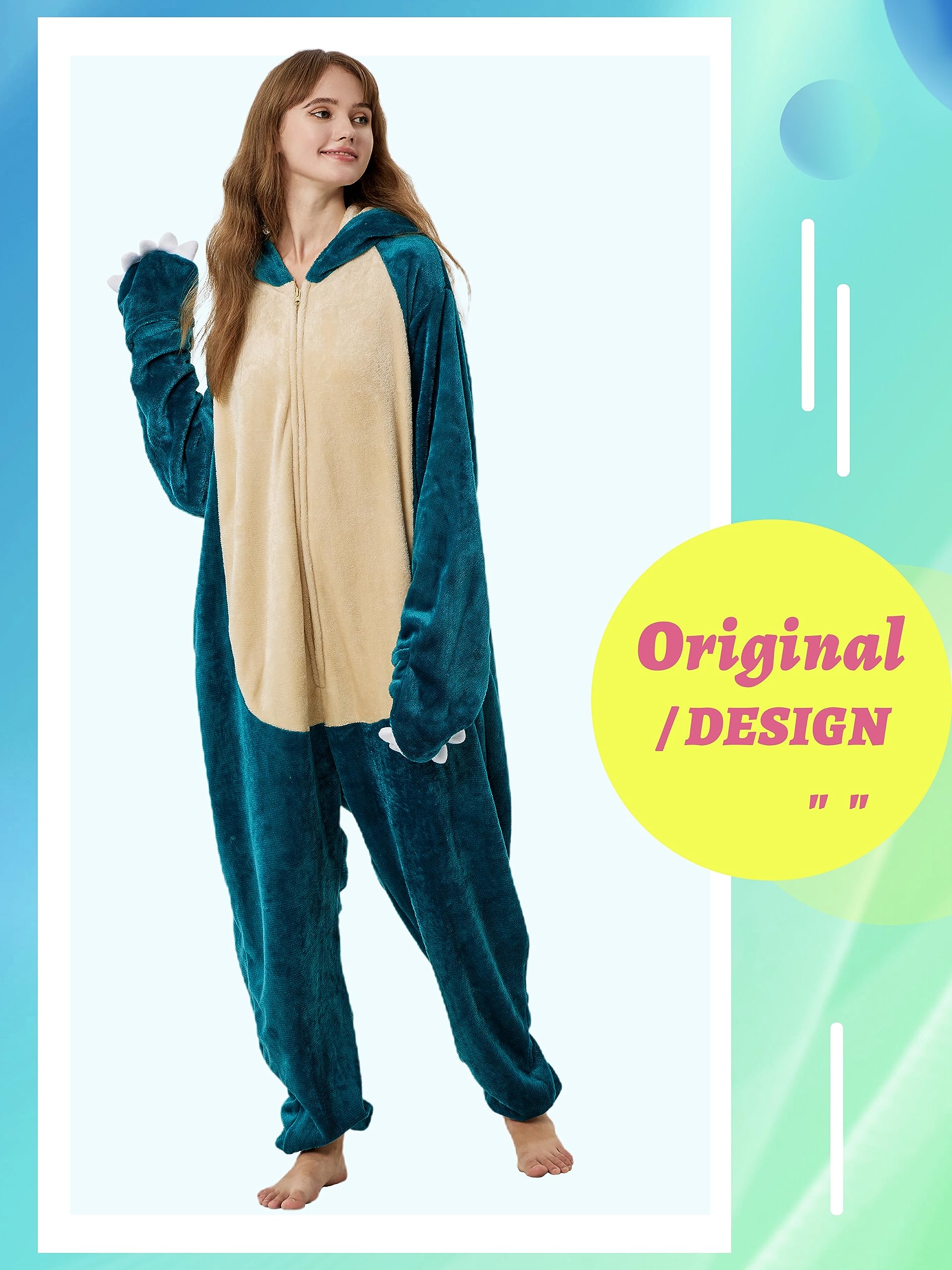 QSTYLE Adult Animal Onesie Halloween Costume,One Piece Cosplay Suit for Women and Men