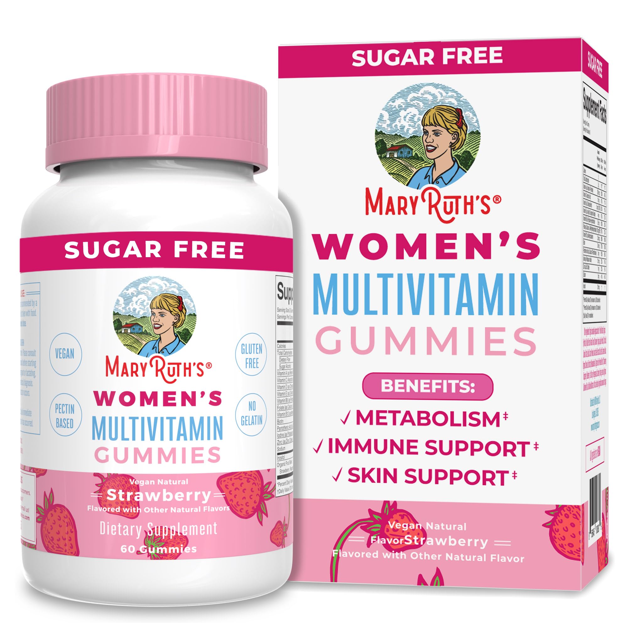 MaryRuth Organics Multivitamin for Women 14+ | Women's Multivitamin Gummies | Immune Support Daily Women's Multivitamin | Hair Skin and Nails Gummy Vitamins for Women | Sugar Free | 60 Count