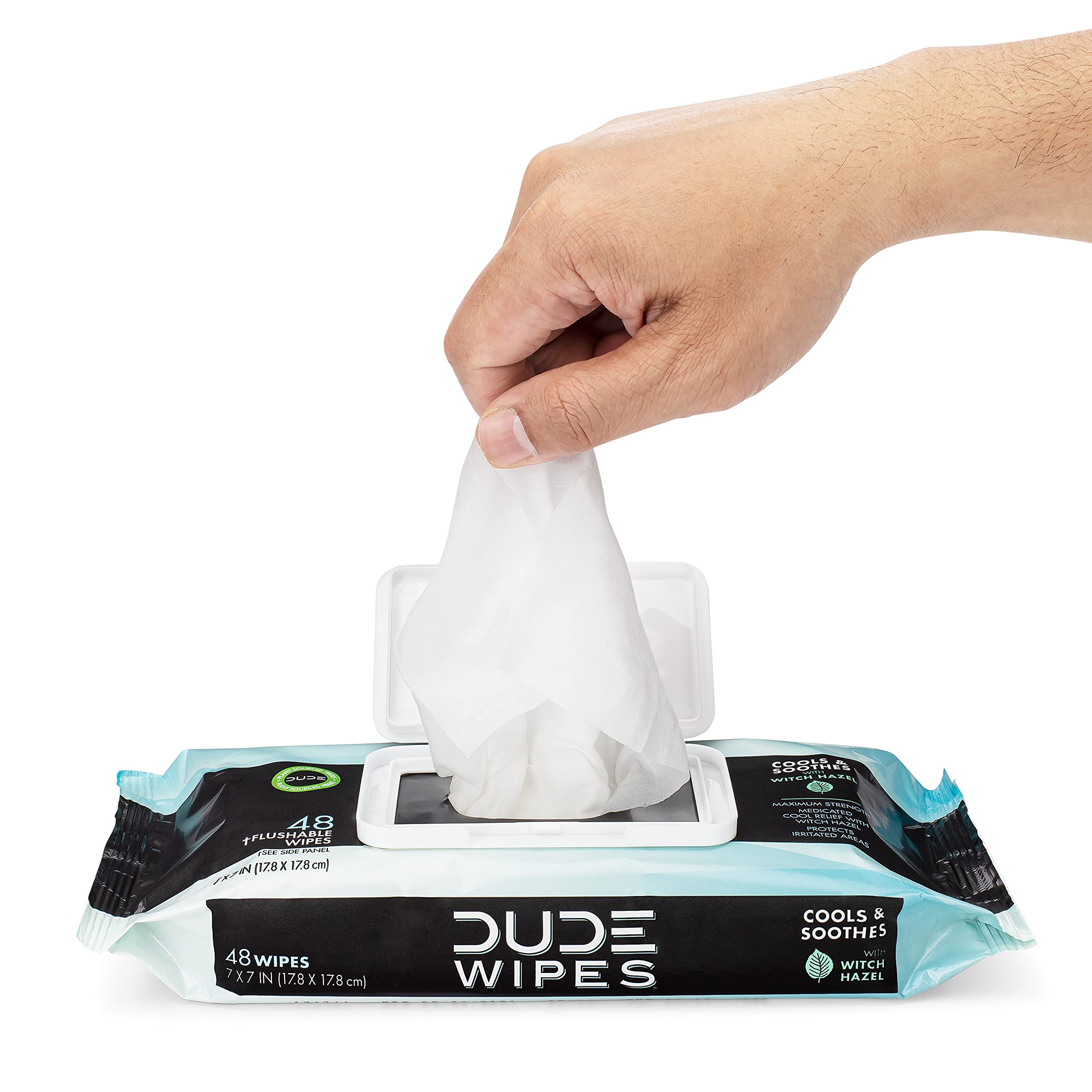 DUDE Wipes Medicated Flushable Wipes - 3 Pack, 144 Wipes - Unscented Extra-Large Wipes with Maximum Strength Medicated Witch Hazel - Septic and Sewer Safe Medicated Wipes