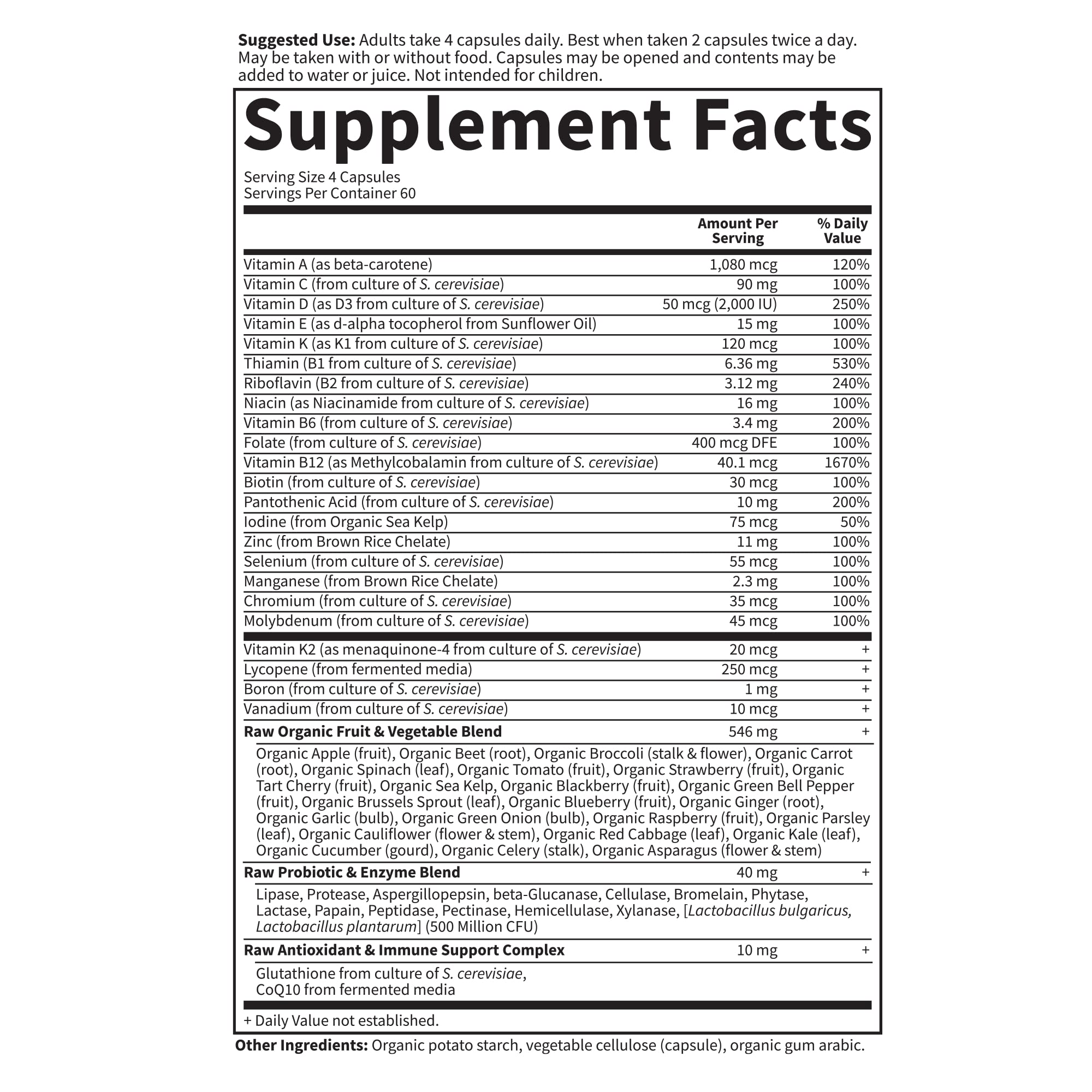 Garden of Life Multivitamin for Men - Vitamin Code 50 & Wiser Men's Raw Whole Food Vitamin Supplement with Probiotics, Vegetarian, 240 Capsules