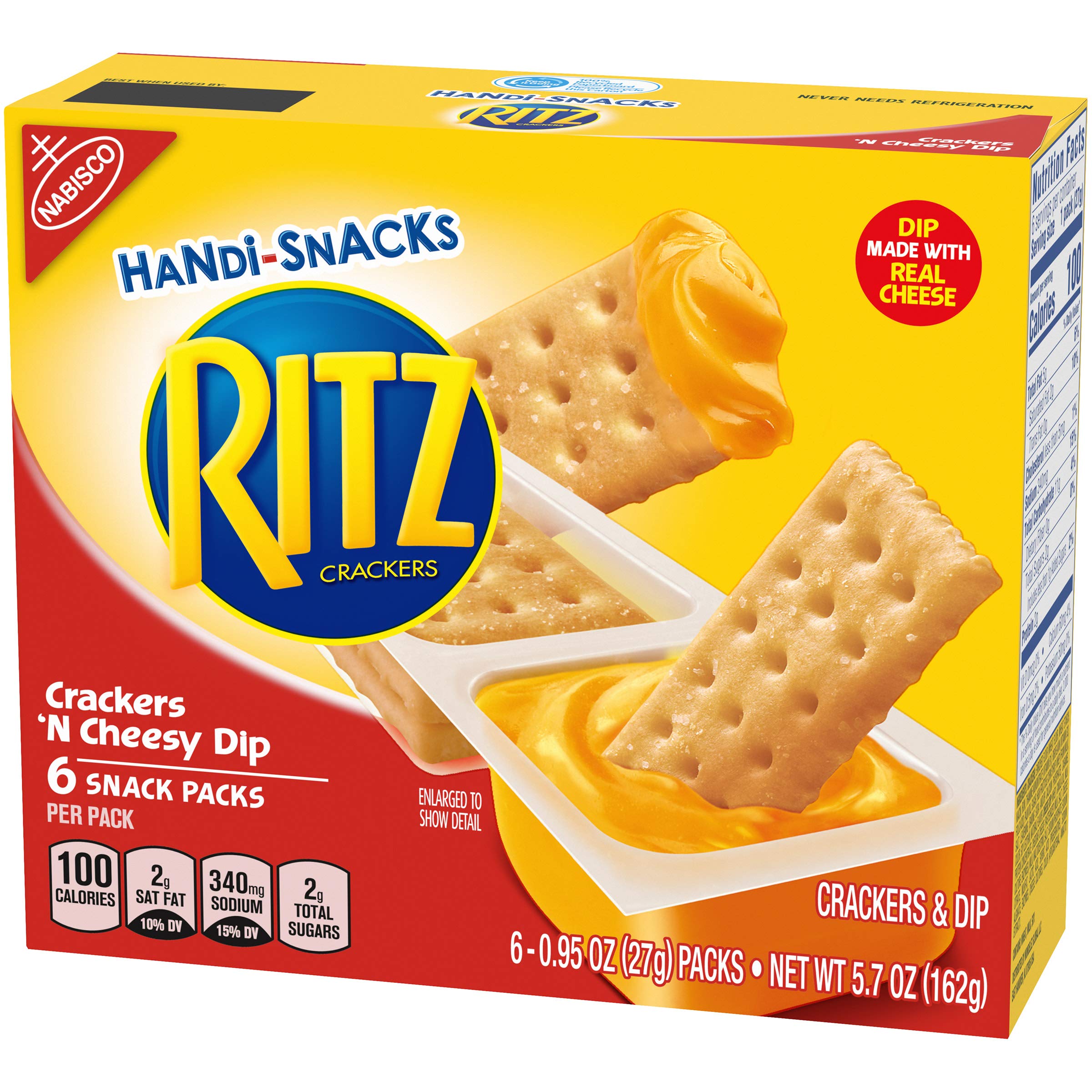 RITZ Handi-Snacks Crackers and Cheese Dip, 6 - 0.95 oz Packs