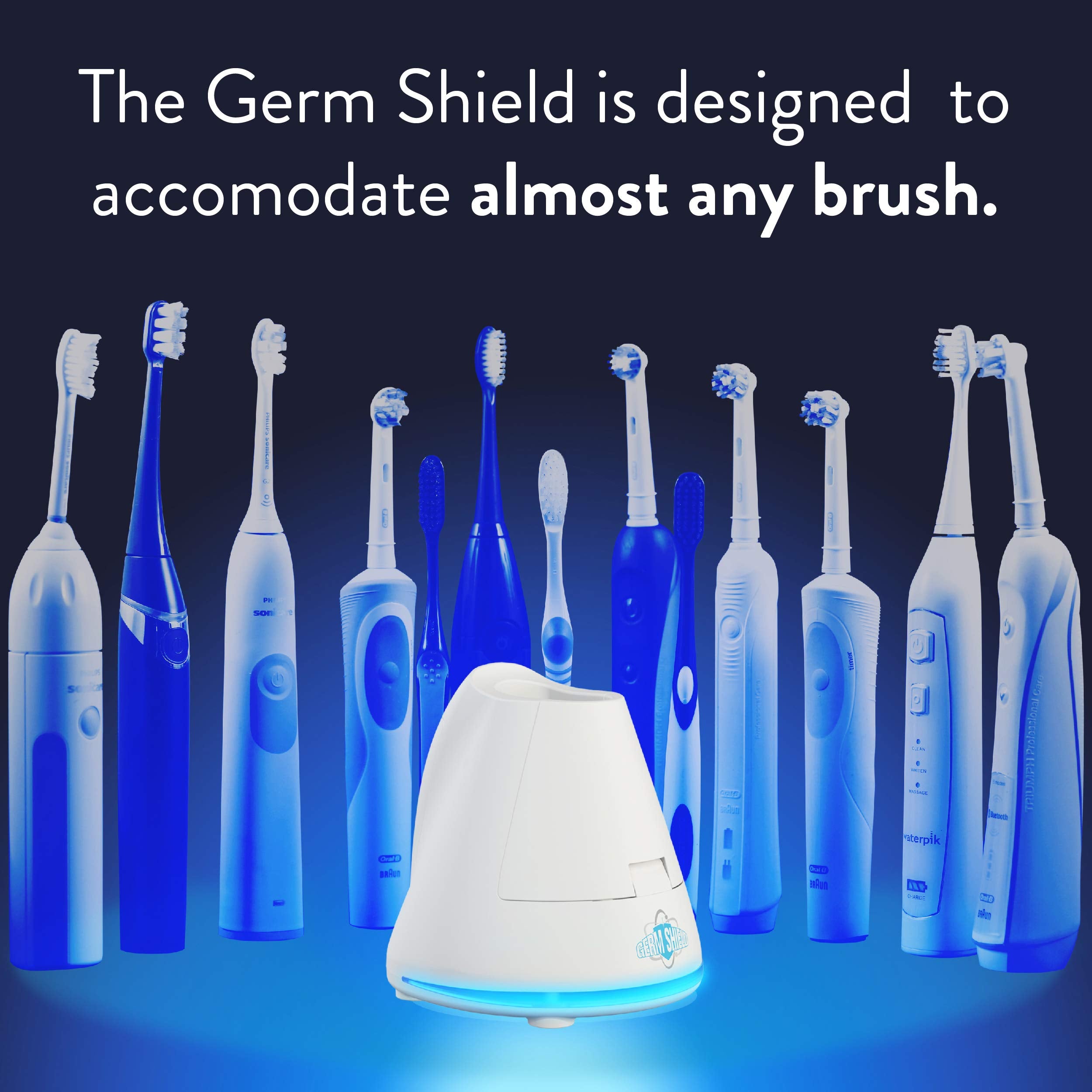 TAO Clean Germ Shield UV Sanitizer – Universal Cleaning Station that Accommodates all Manual and Electric Toothbrushes, Travel Friendly, Kills 99.9% of Germs