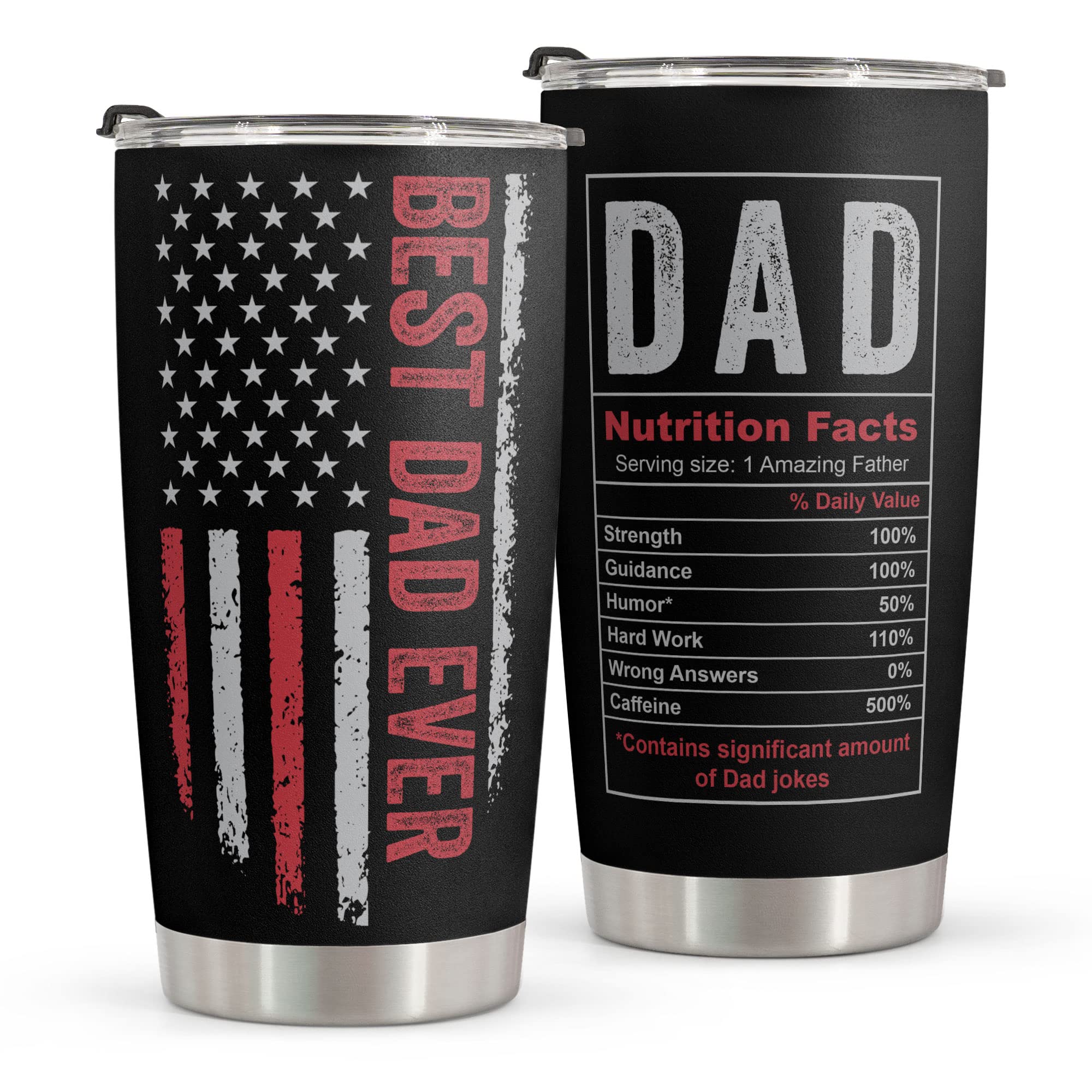 Macorner Fathers Day Gift For Dad - Stainless Steel American Flag Tumbler Cup 20oz - Birthday Gifts for Dad From Kids - Dad Gifts From Daughter Son Wife For Birthday Fathers Day