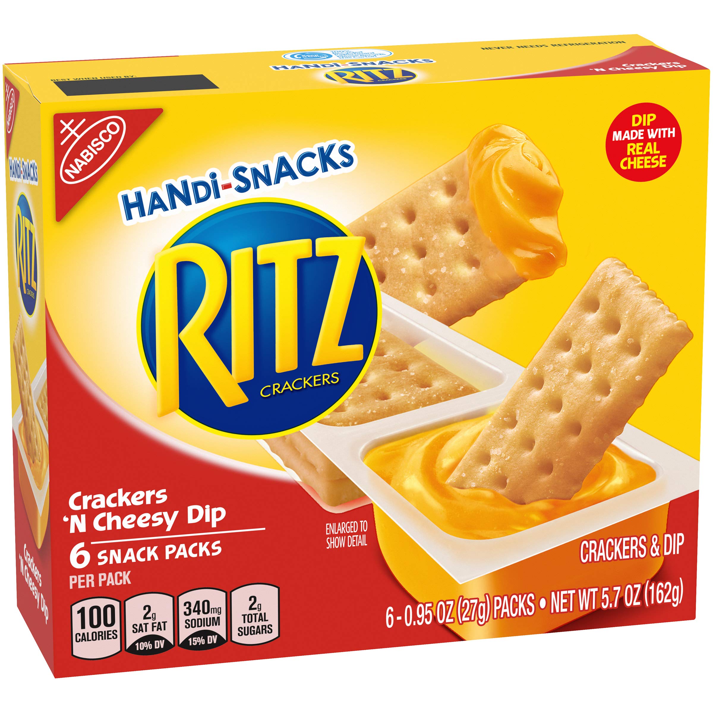 RITZ Handi-Snacks Crackers and Cheese Dip, 6 - 0.95 oz Packs