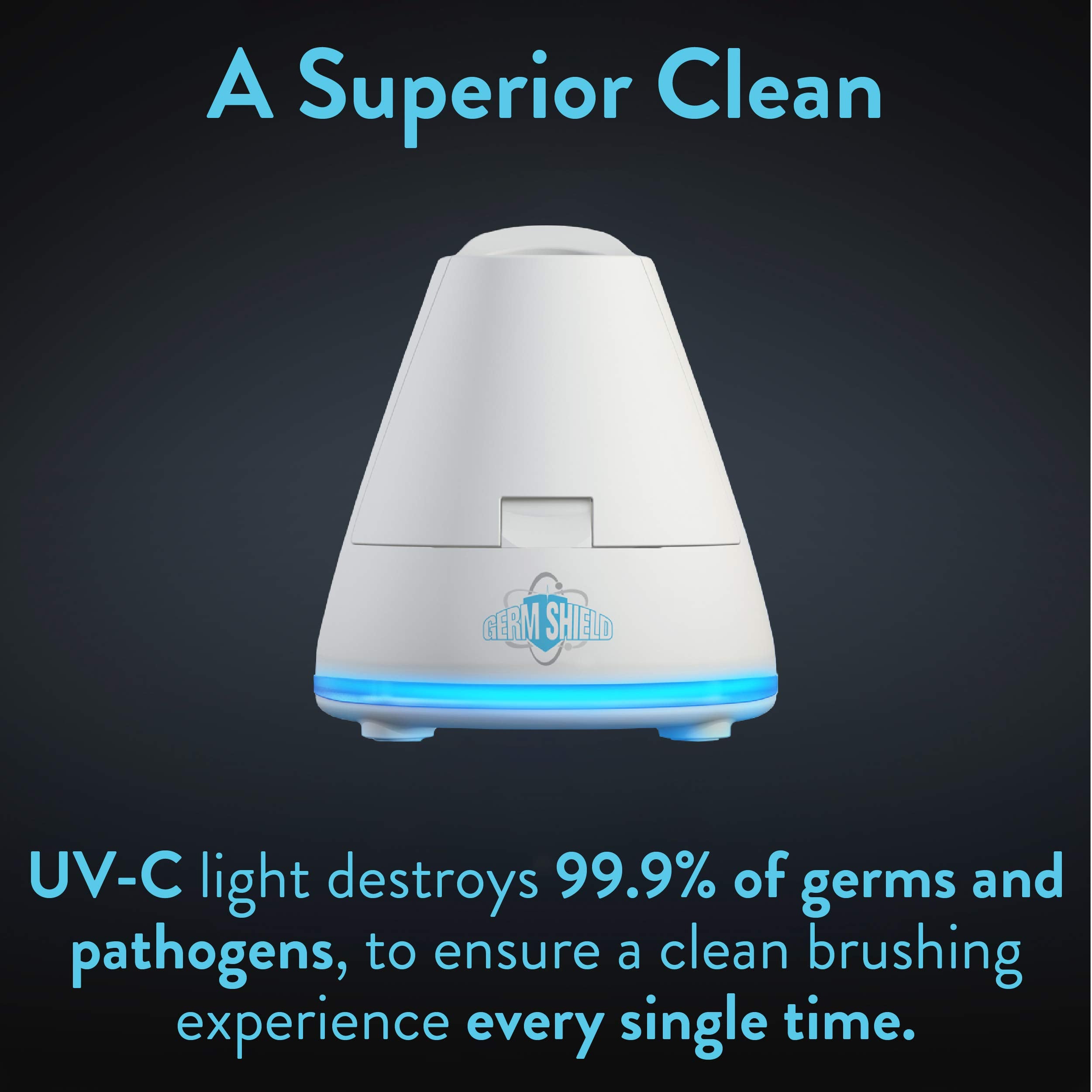 TAO Clean Germ Shield UV Sanitizer – Universal Cleaning Station that Accommodates all Manual and Electric Toothbrushes, Travel Friendly, Kills 99.9% of Germs