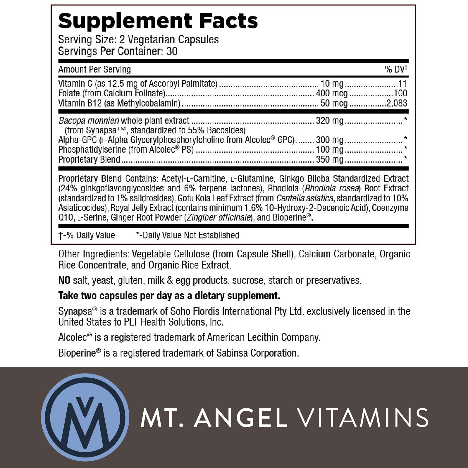 Mt. Angel Vitamins - Brain Nutrients