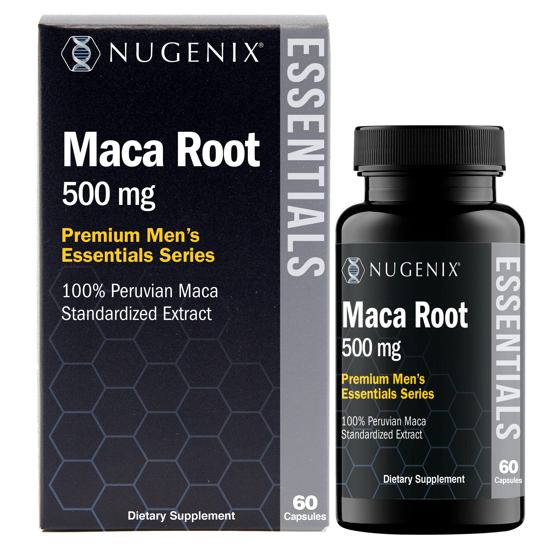 Nugenix Essentials Maca Root Powder Capsules - 100% Peruvian Maca Extract - 60 Count