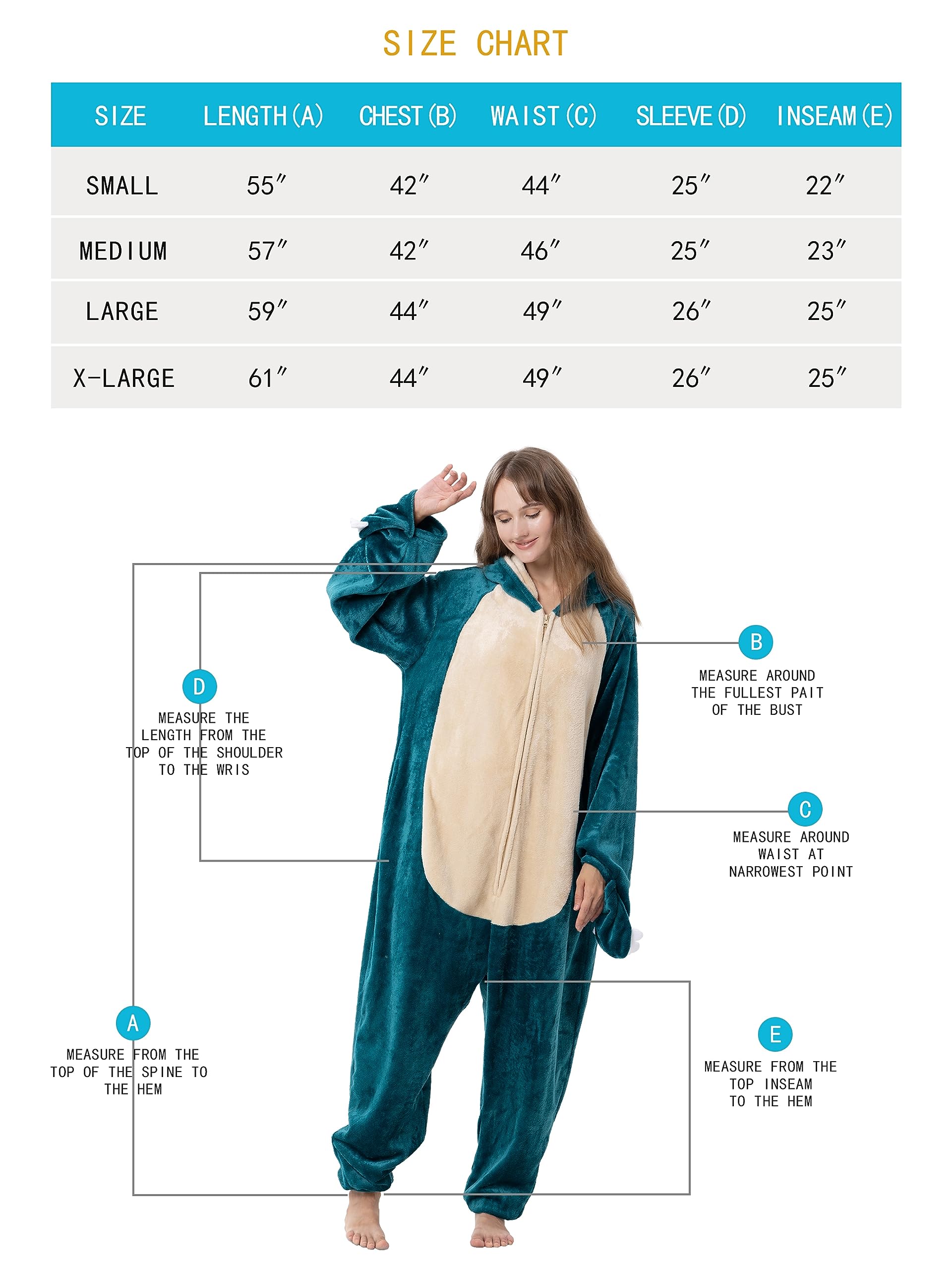 QSTYLE Adult Animal Onesie Halloween Costume,One Piece Cosplay Suit for Women and Men