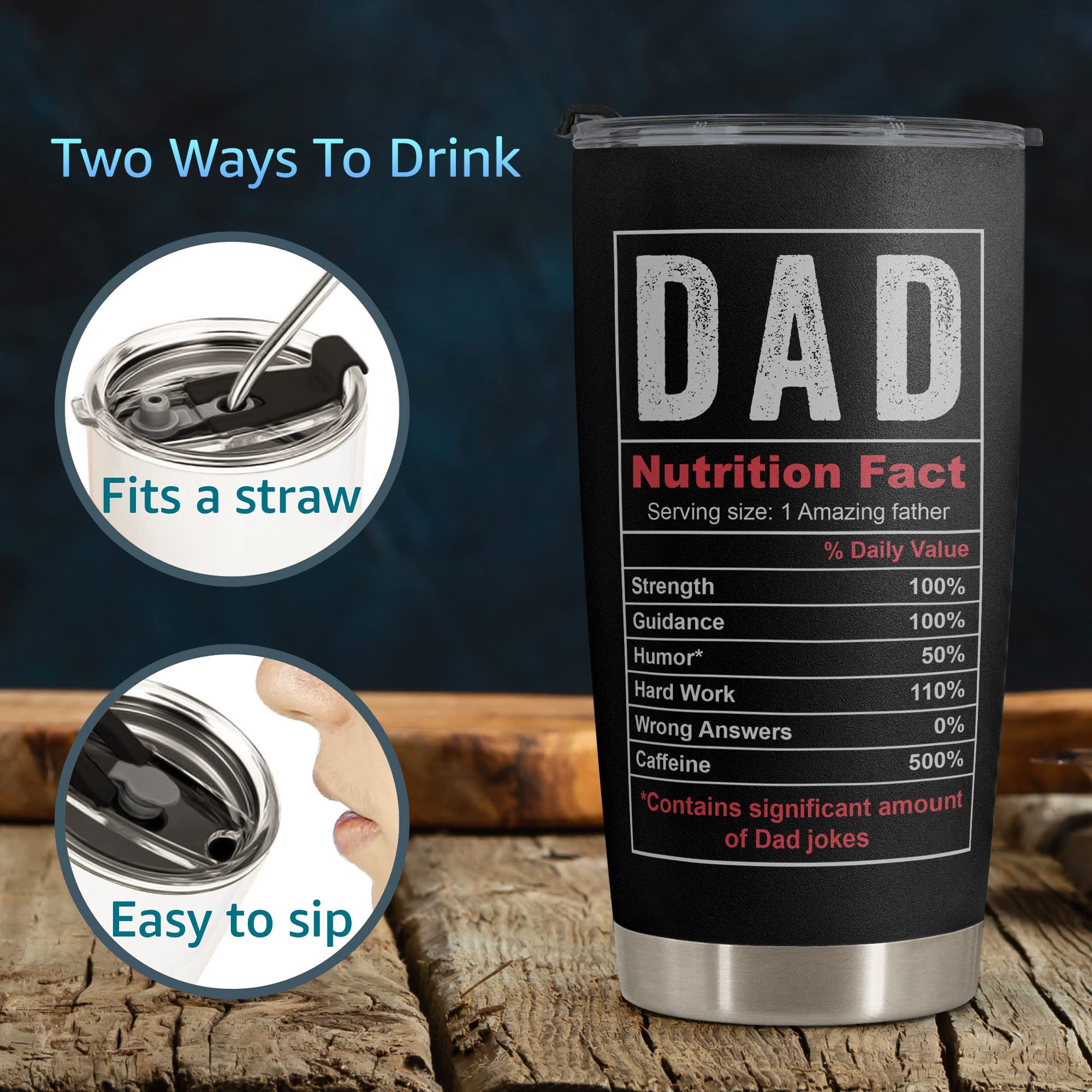 Macorner Fathers Day Gift For Dad - Stainless Steel American Flag Tumbler Cup 20oz - Birthday Gifts for Dad From Kids - Dad Gifts From Daughter Son Wife For Birthday Fathers Day