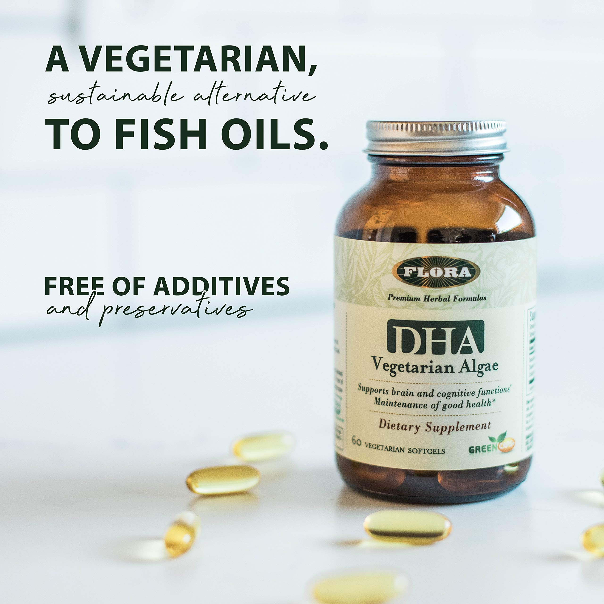 FLORA - DHA Vegetarian Algae, Omega-3s Rich, Non-GMO, 60 Count