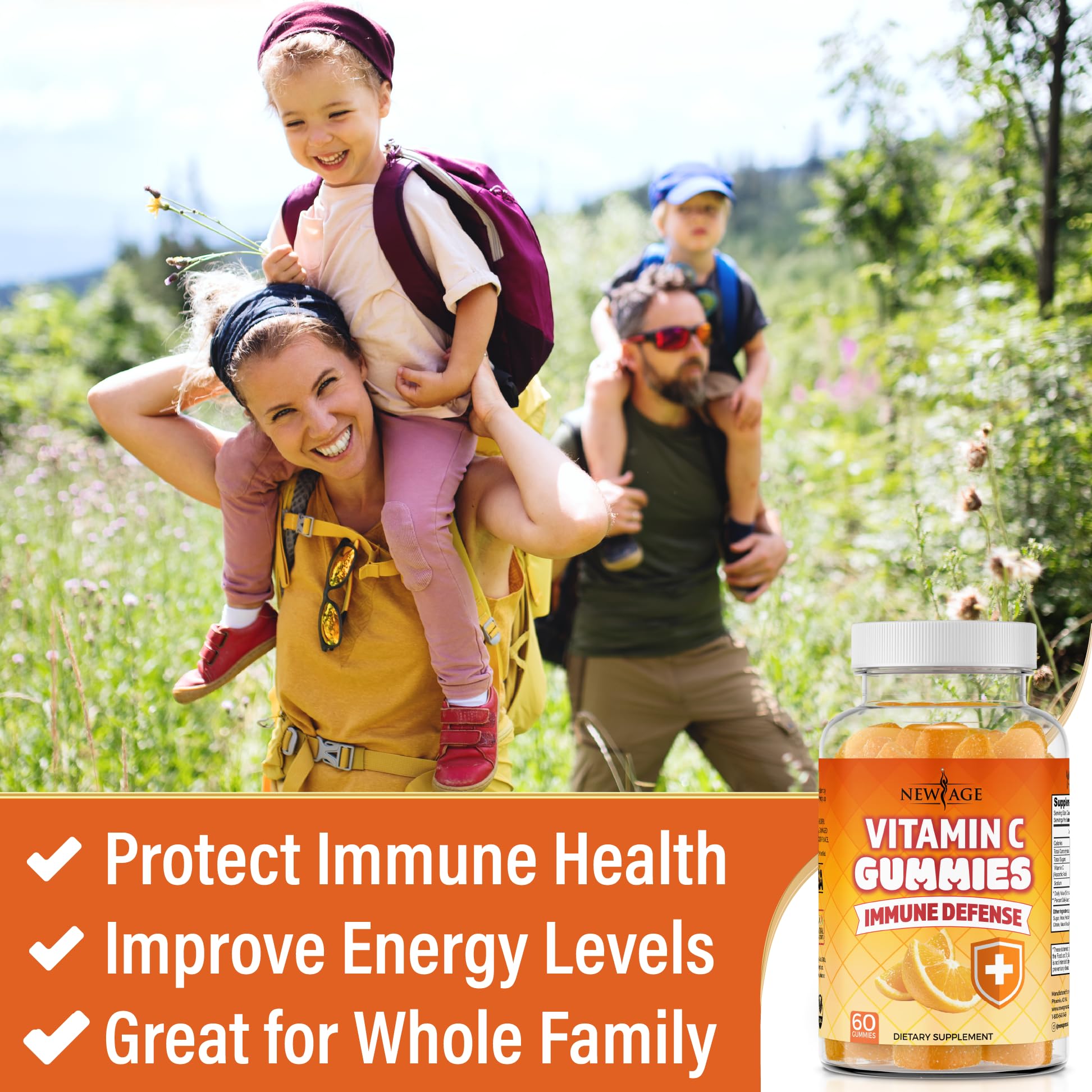 NEW AGE Vitamin C Gummies Orange Vitamin C Gummy - Supports Healthy Immune System - Vegetarian Without Gluten (120 Gummies)