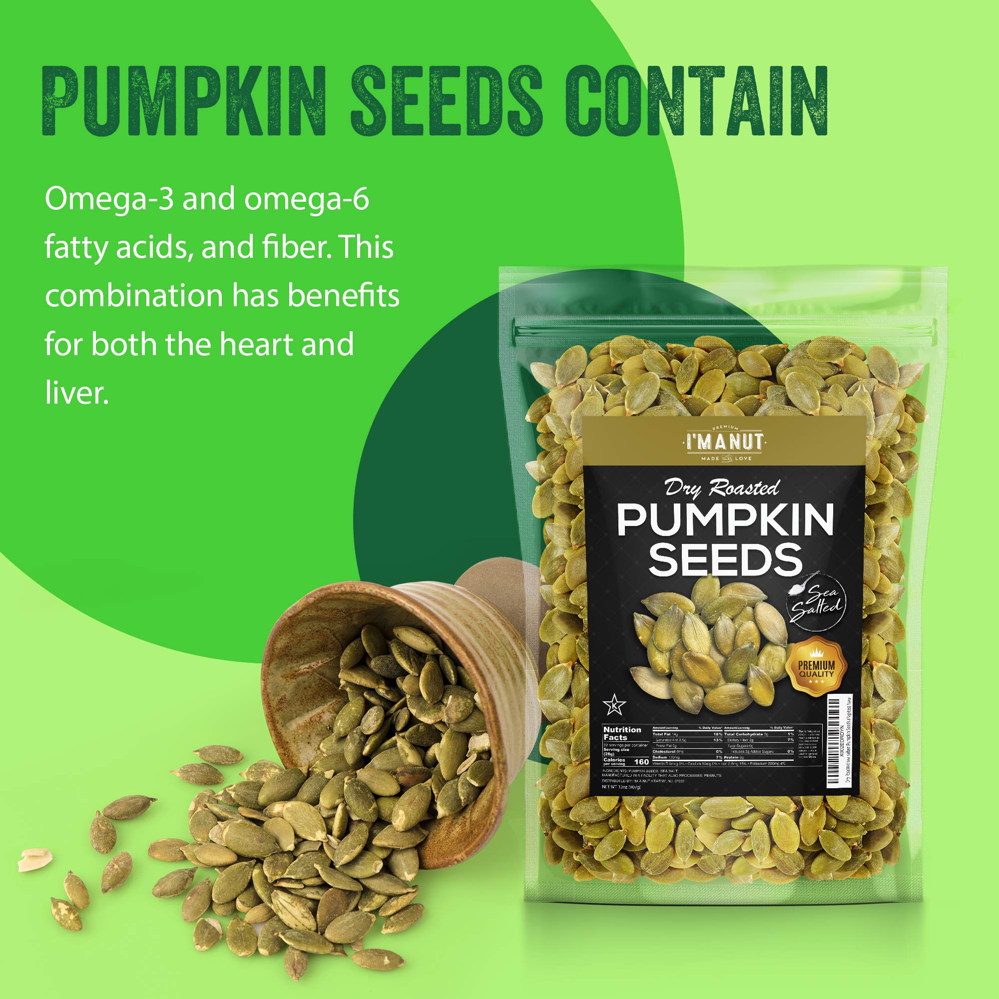 Oven Toasted Pumpkin Seeds with Sea Salt (Papitas) 32 oz (2 lb) | No Oils | No PPO | Non GMO | Vegan and Keto Friendly | Premium Quality