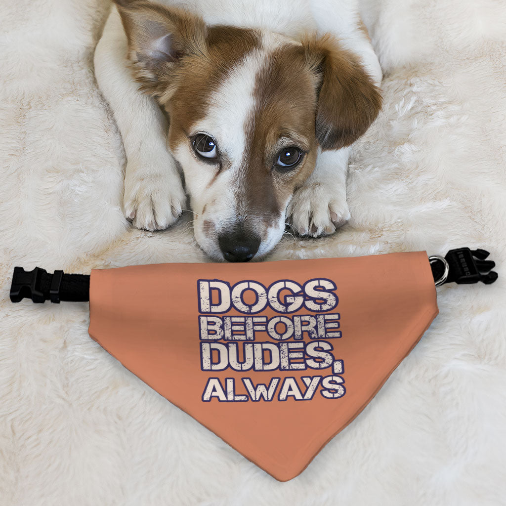 Dogs Before Dudes Pet Bandana Collar - Dog Theme Scarf Collar - Funny Dog Bandana