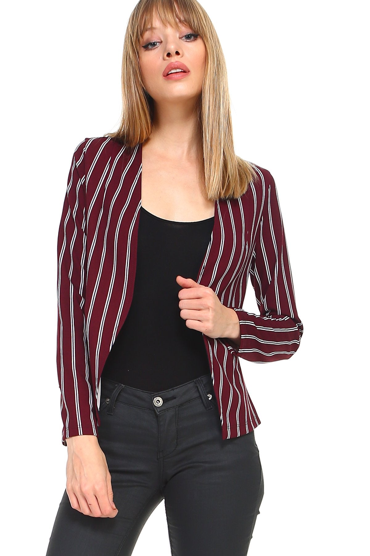 Stripe Zipper Detail Blazer